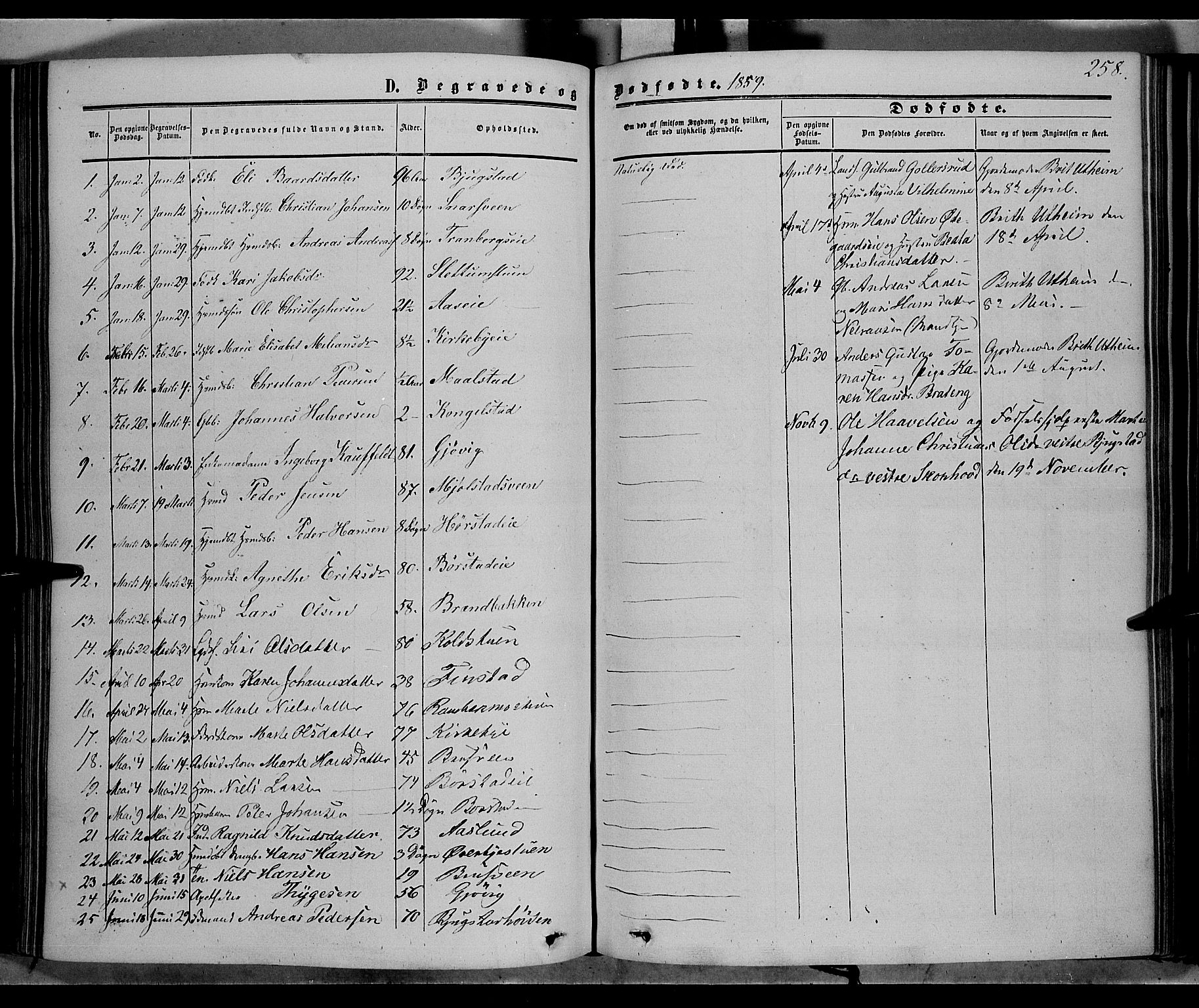 Vardal prestekontor, SAH/PREST-100/H/Ha/Haa/L0006: Parish register (official) no. 6, 1854-1866, p. 258
