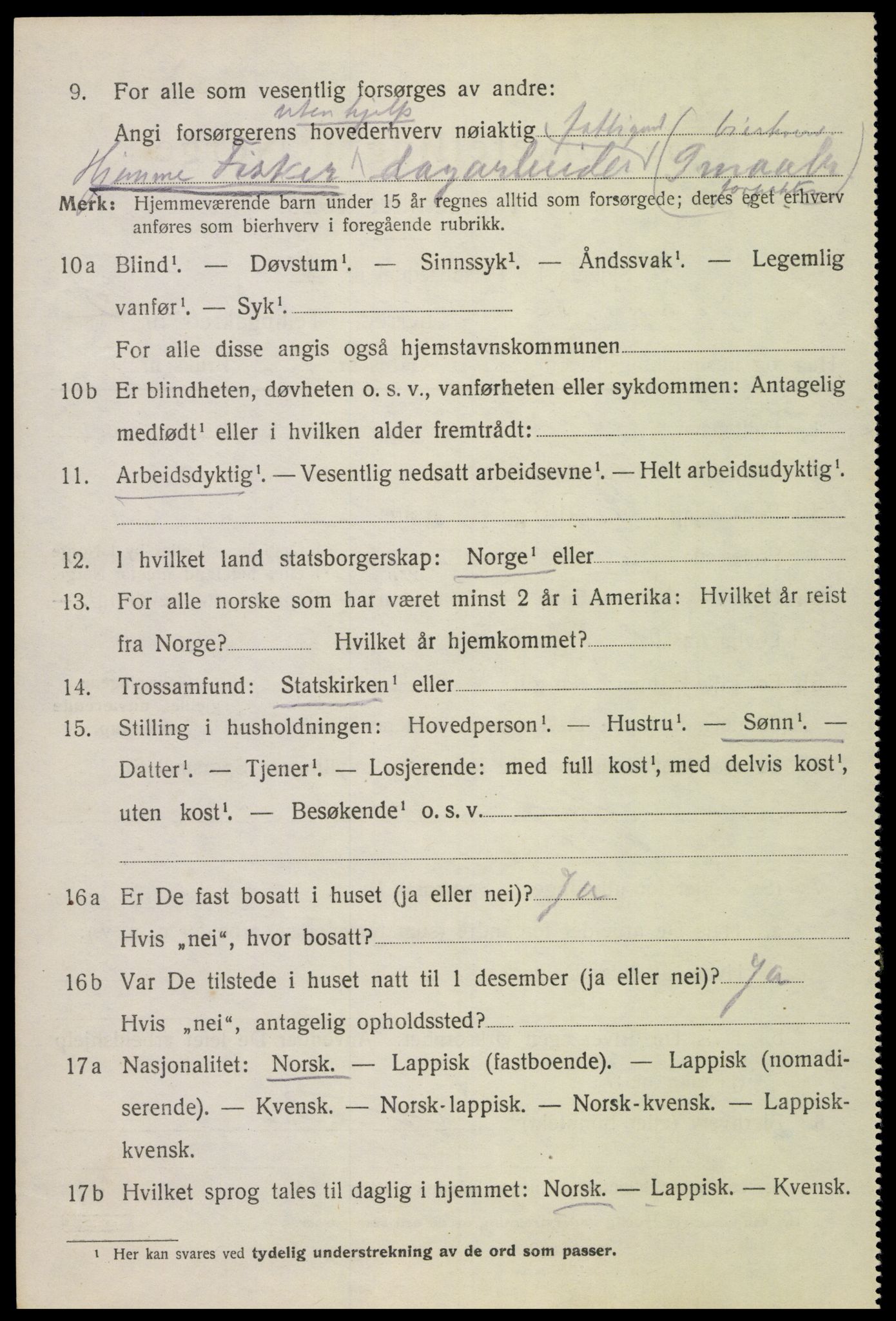 SAT, 1920 census for Hadsel, 1920, p. 3985