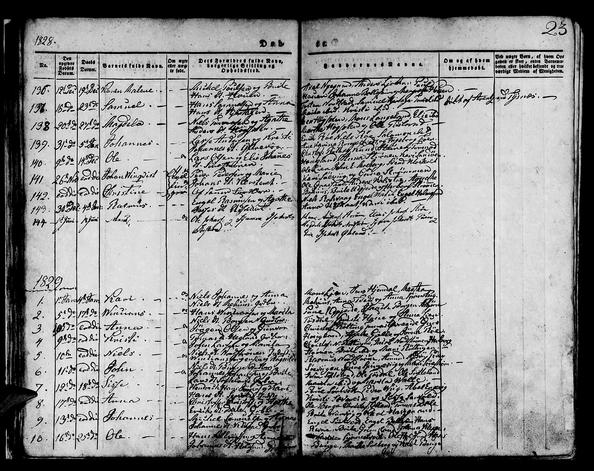 Os sokneprestembete, SAB/A-99929: Parish register (official) no. A 14, 1826-1839, p. 23