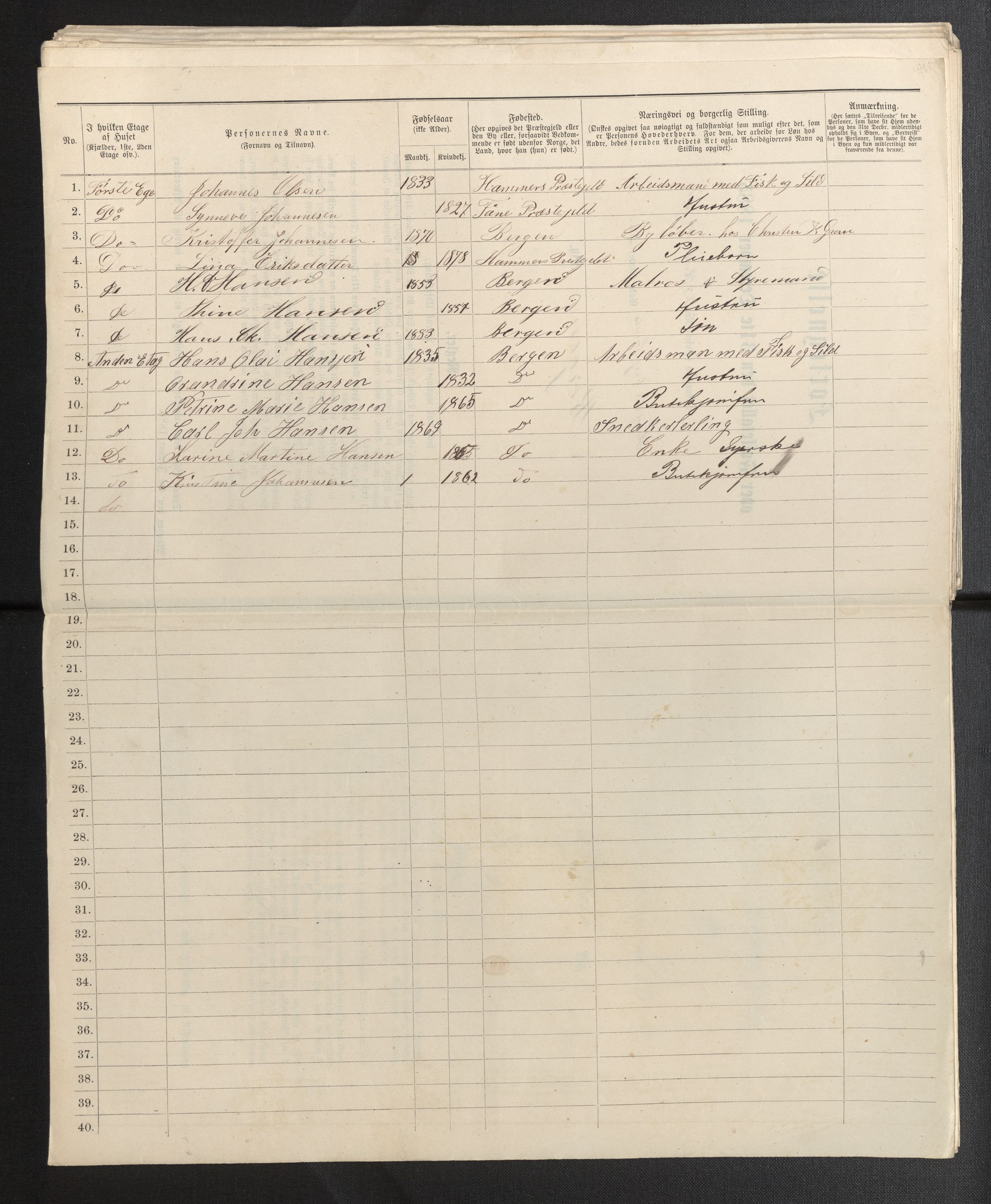 SAB, 1885 census for 1301 Bergen, 1885, p. 2120