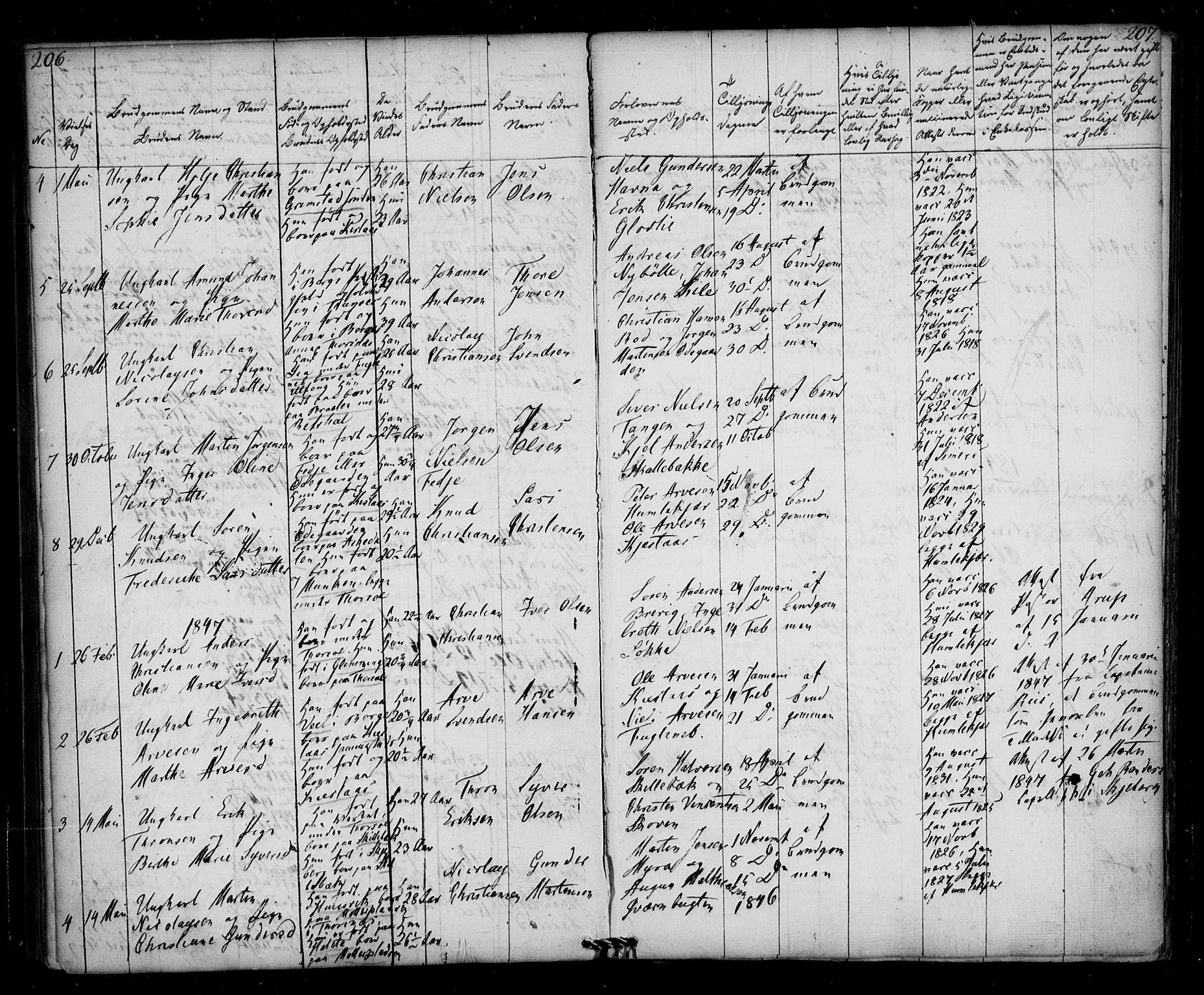 Borge prestekontor Kirkebøker, AV/SAO-A-10903/F/Fb/L0001: Parish register (official) no. II 1, 1836-1852, p. 206-207