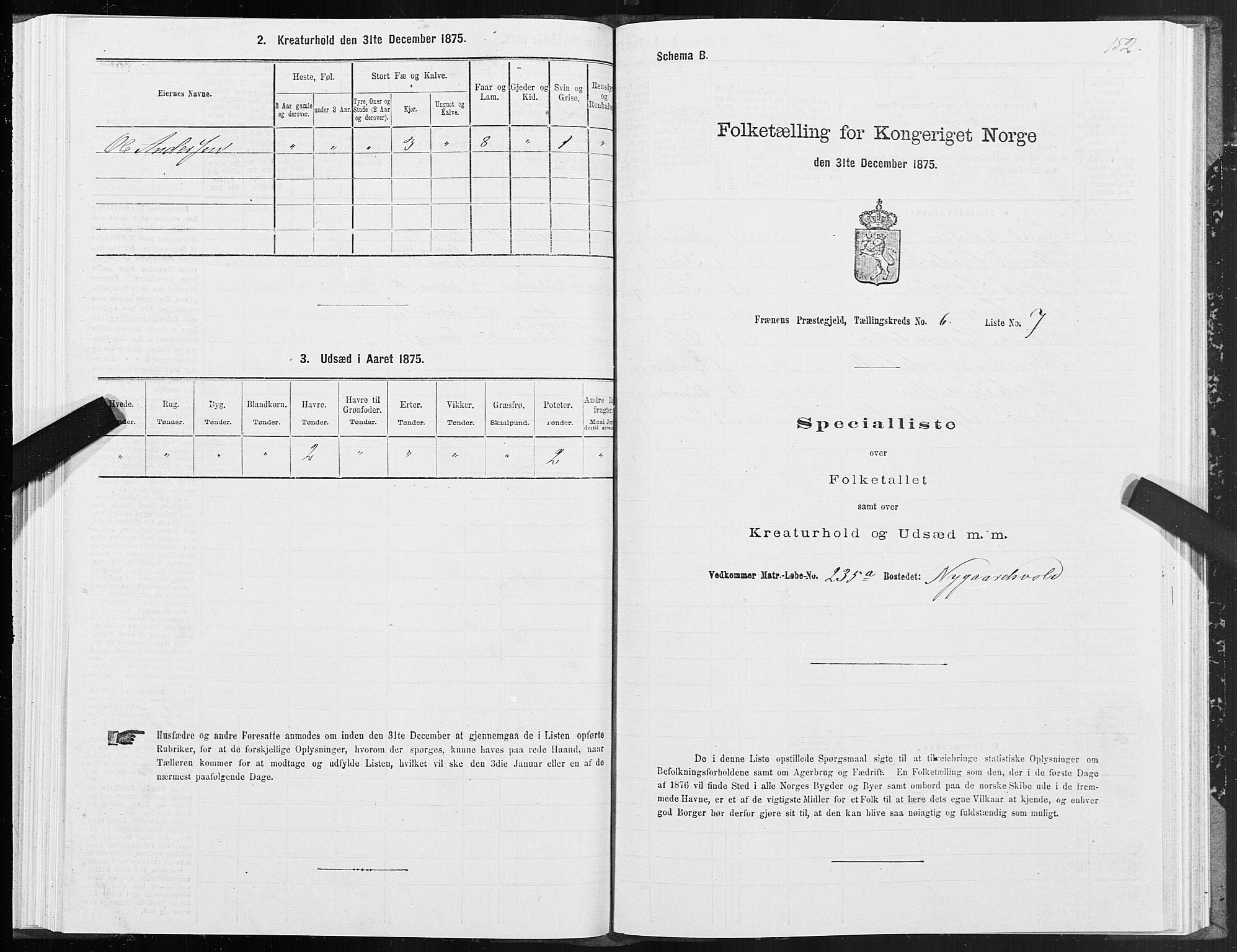 SAT, 1875 census for 1548P Fræna, 1875, p. 3152