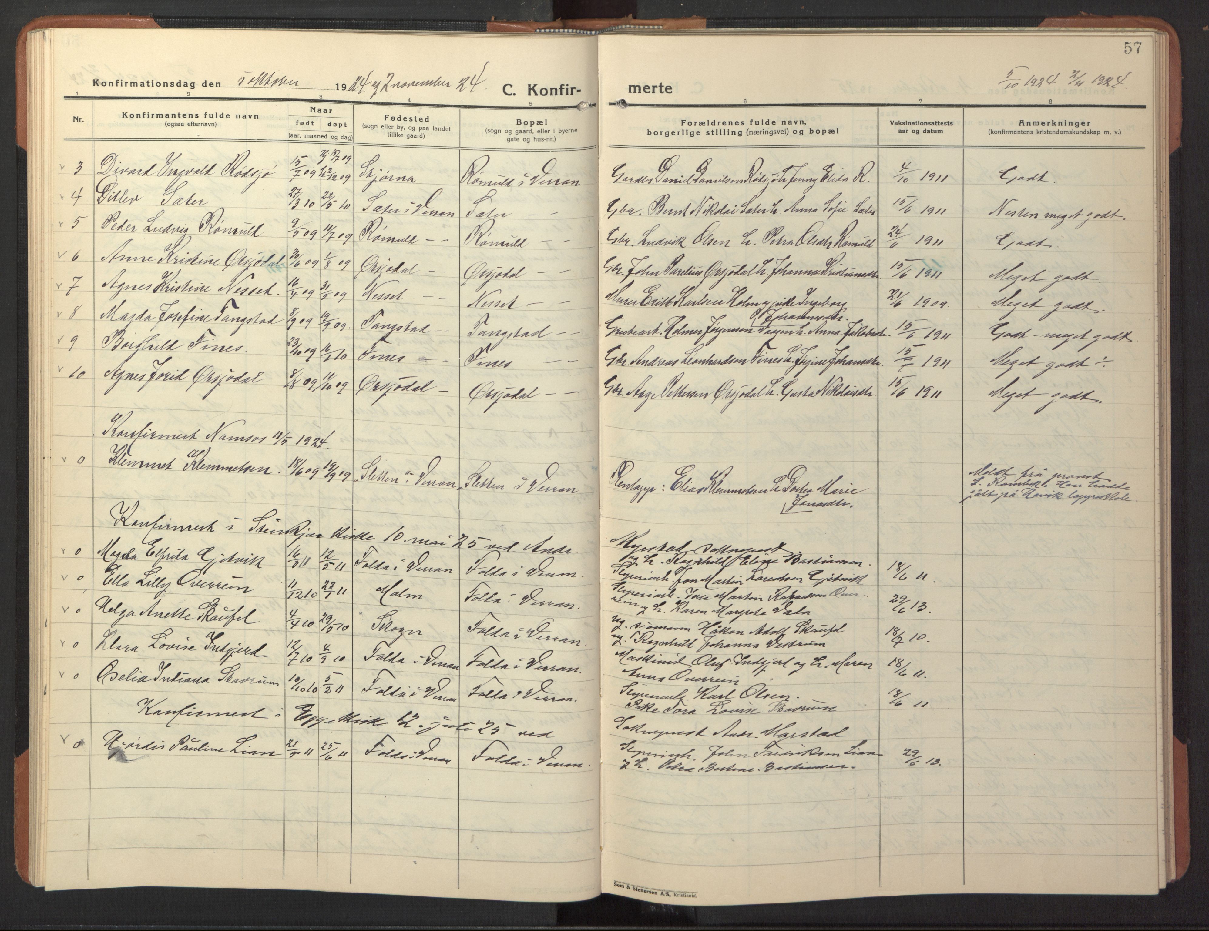 Ministerialprotokoller, klokkerbøker og fødselsregistre - Nord-Trøndelag, SAT/A-1458/744/L0425: Parish register (copy) no. 744C04, 1924-1947, p. 57