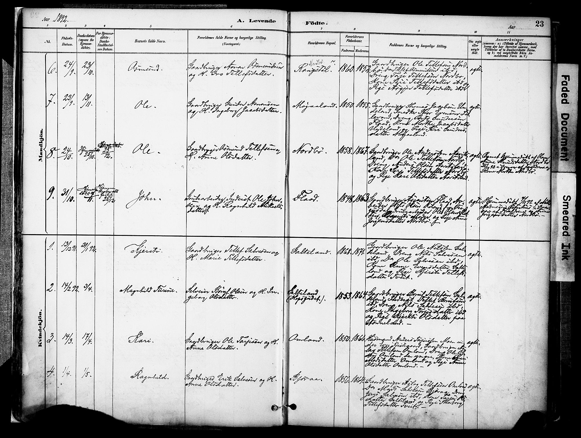 Evje sokneprestkontor, AV/SAK-1111-0008/F/Fa/Faa/L0007: Parish register (official) no. A 7, 1884-1909, p. 23