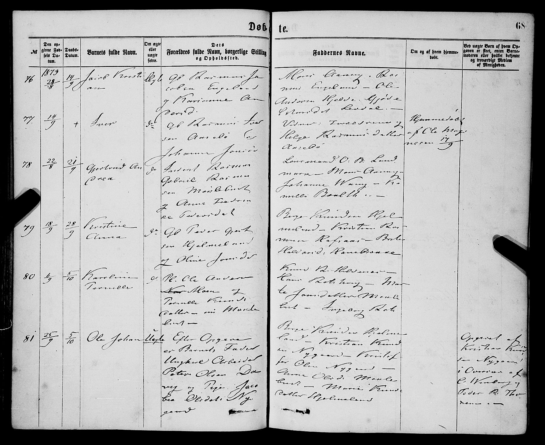 Eid sokneprestembete, AV/SAB-A-82301/H/Haa/Haaa/L0010: Parish register (official) no. A 10, 1867-1878, p. 68