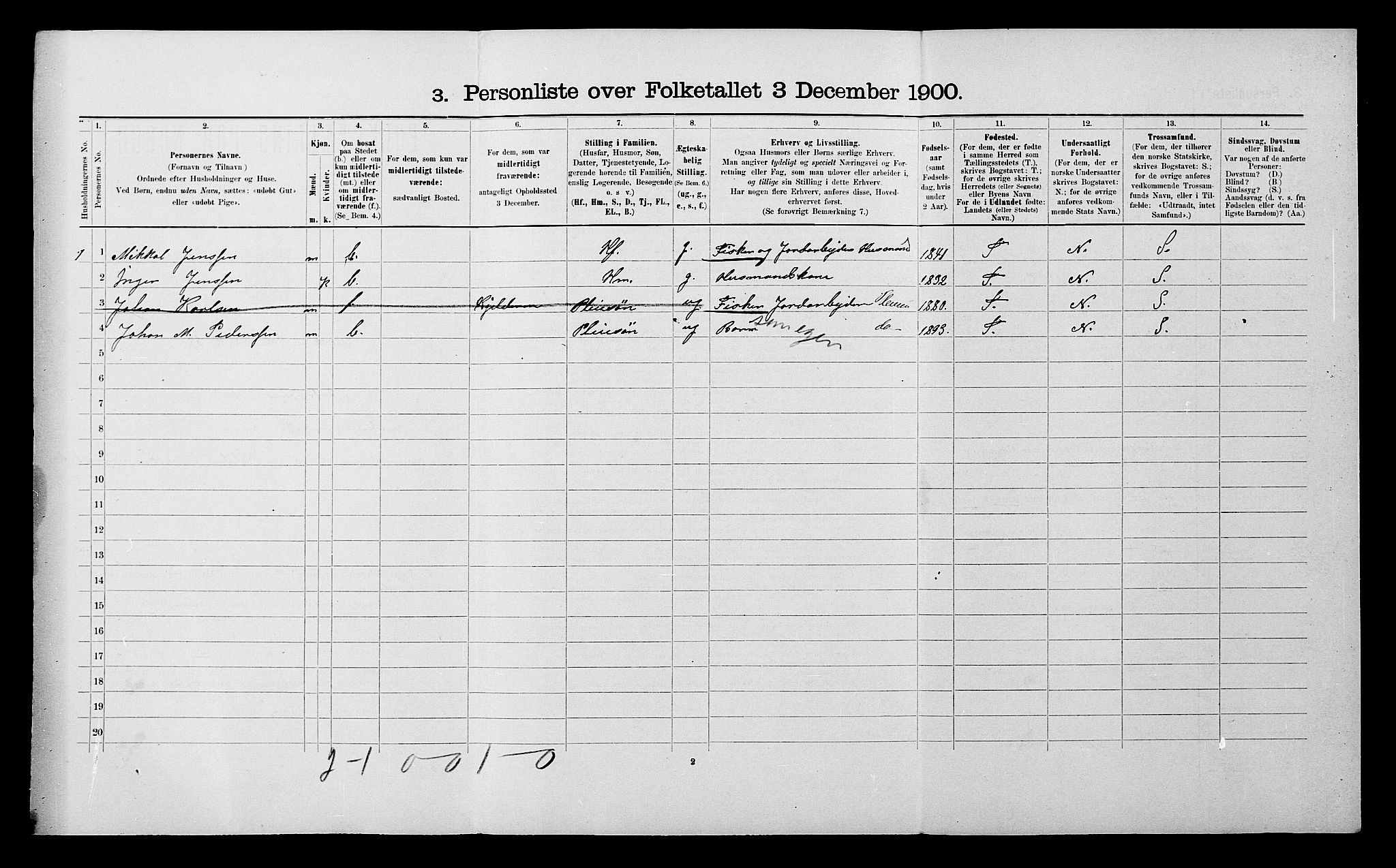 SATØ, 1900 census for Nordreisa, 1900, p. 310