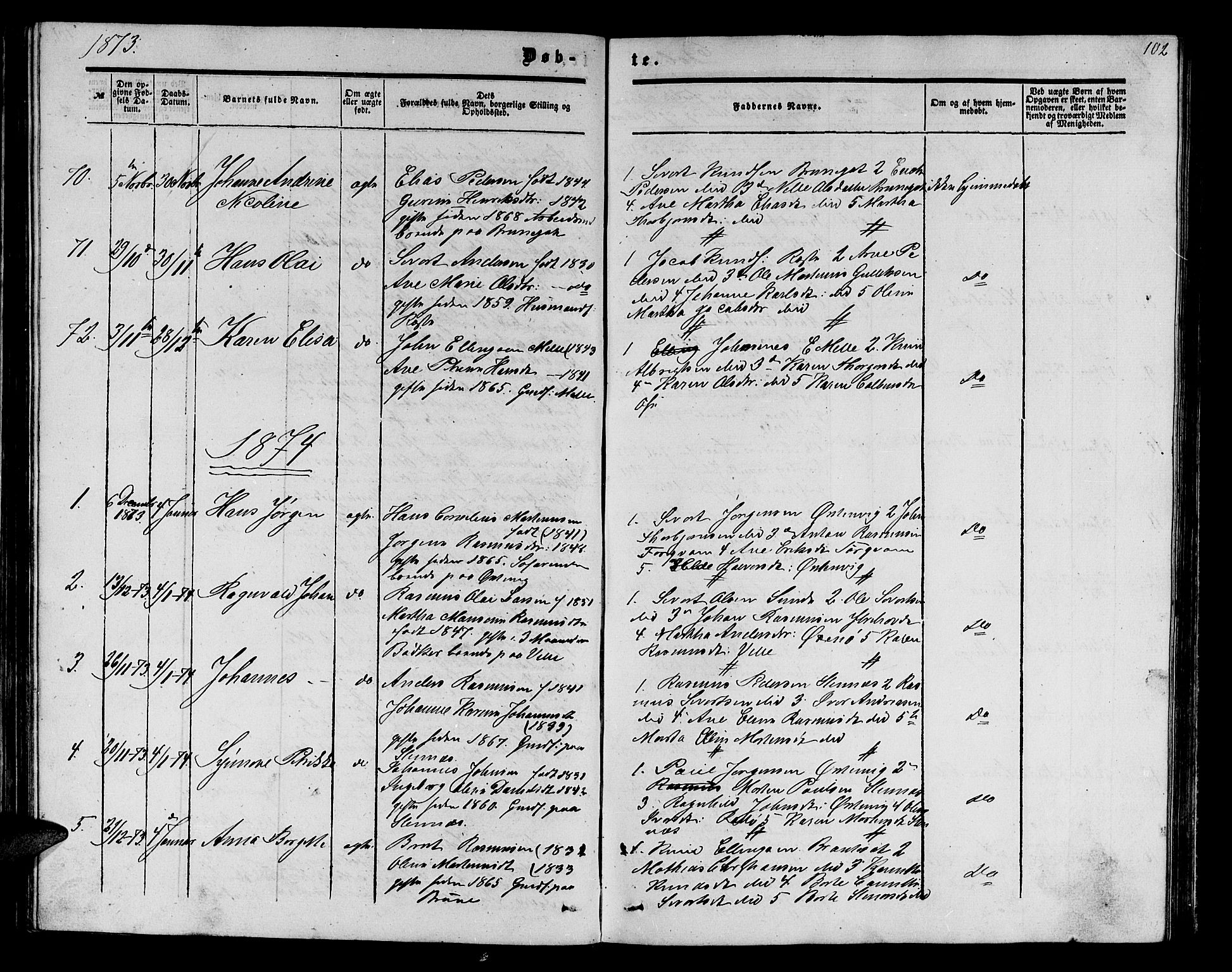 Ministerialprotokoller, klokkerbøker og fødselsregistre - Møre og Romsdal, AV/SAT-A-1454/513/L0188: Parish register (copy) no. 513C02, 1865-1882, p. 102