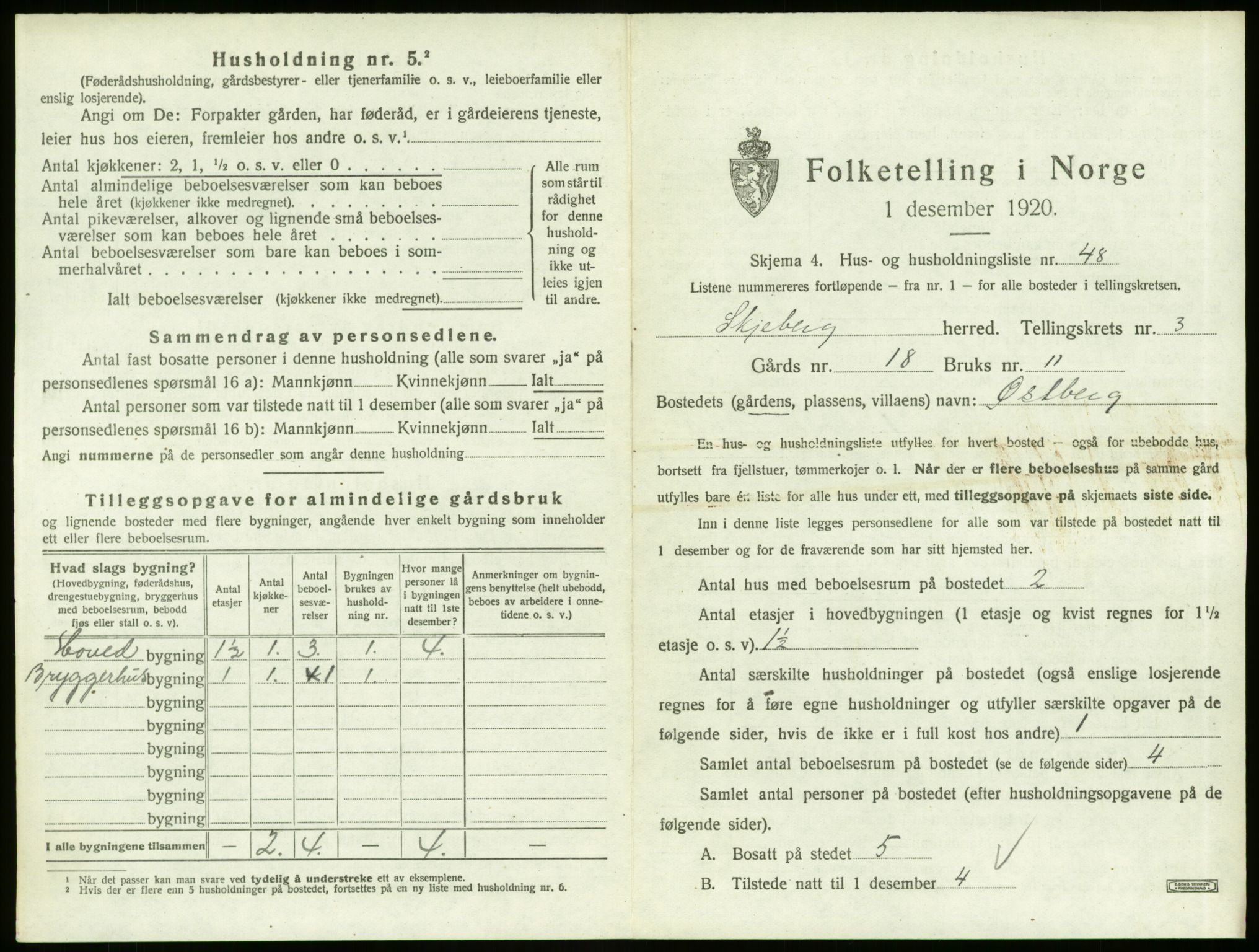 SAO, 1920 census for Skjeberg, 1920, p. 525