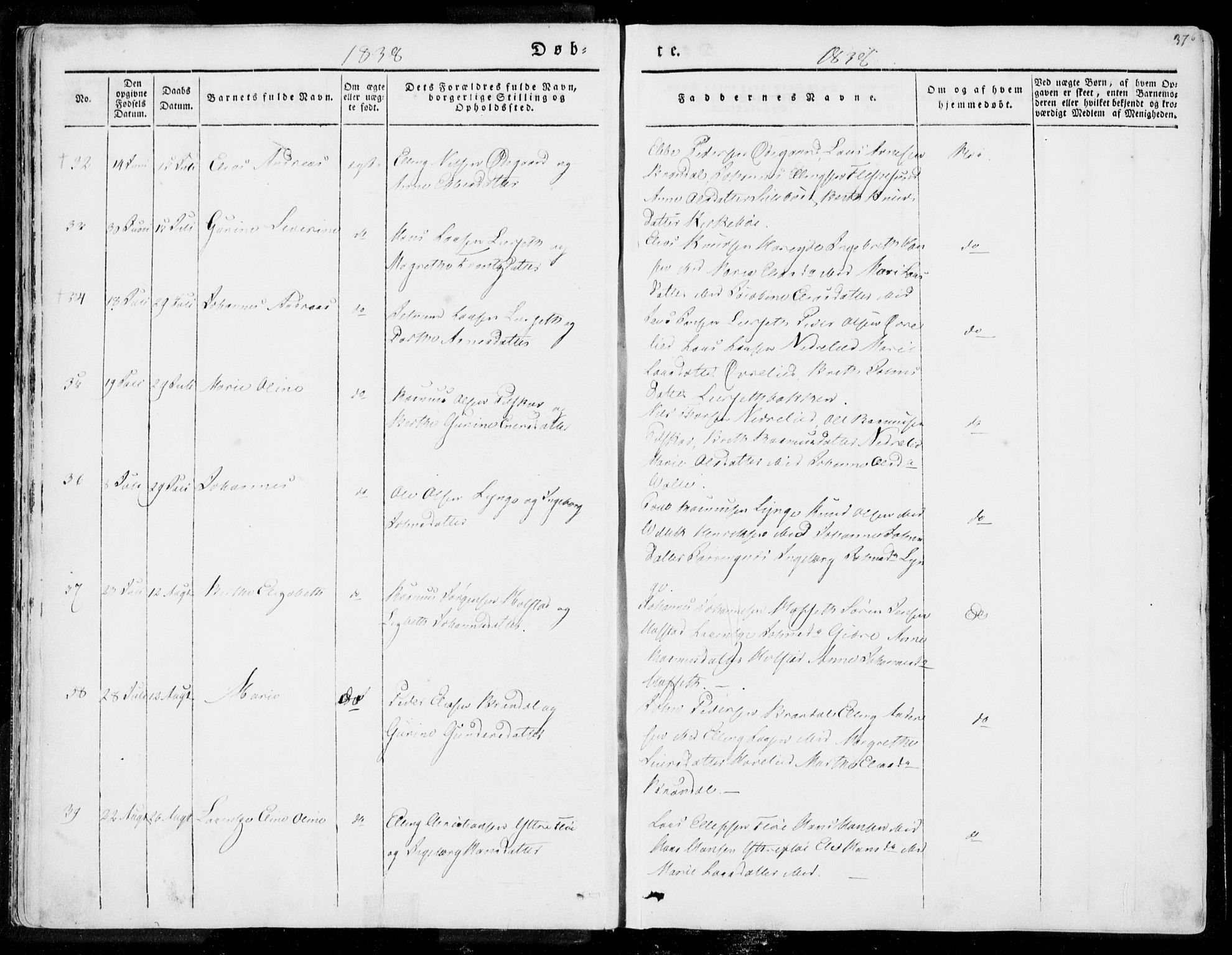 Ministerialprotokoller, klokkerbøker og fødselsregistre - Møre og Romsdal, AV/SAT-A-1454/509/L0104: Parish register (official) no. 509A02, 1833-1847, p. 37b