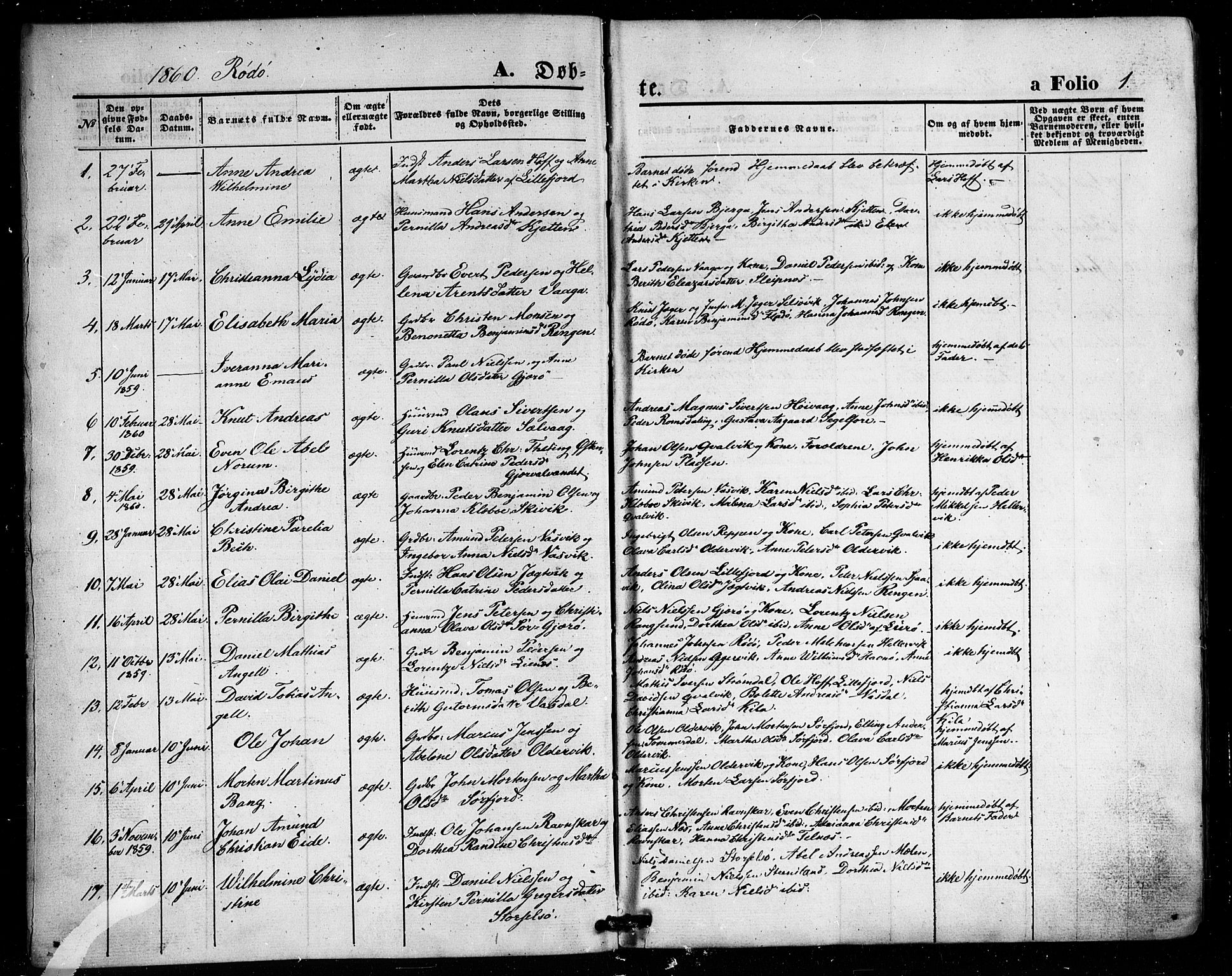 Ministerialprotokoller, klokkerbøker og fødselsregistre - Nordland, AV/SAT-A-1459/841/L0606: Parish register (official) no. 841A10, 1860-1877, p. 1