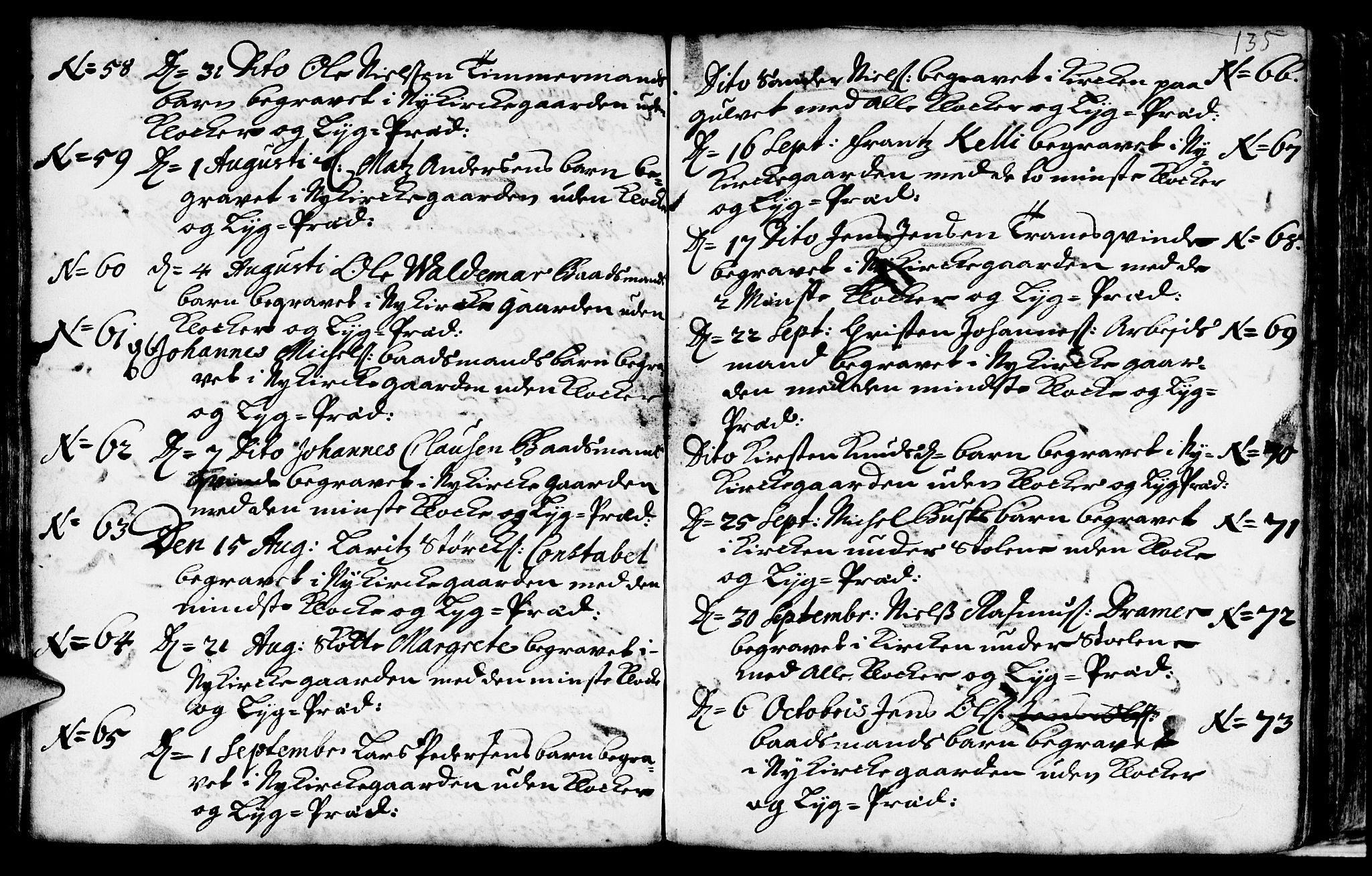 Nykirken Sokneprestembete, SAB/A-77101/H/Haa/L0009: Parish register (official) no. A 9, 1689-1759, p. 135