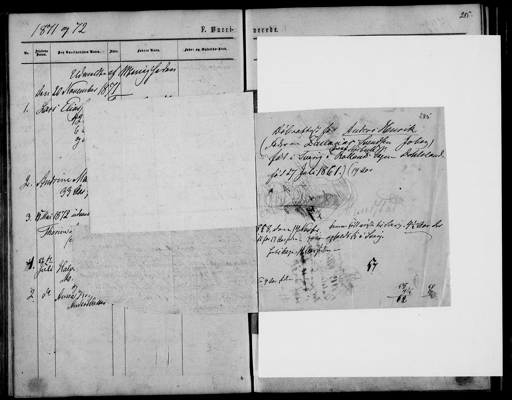 Sandar kirkebøker, AV/SAKO-A-243/F/Fa/L0009: Parish register (official) no. 9, 1862-1871, p. 285