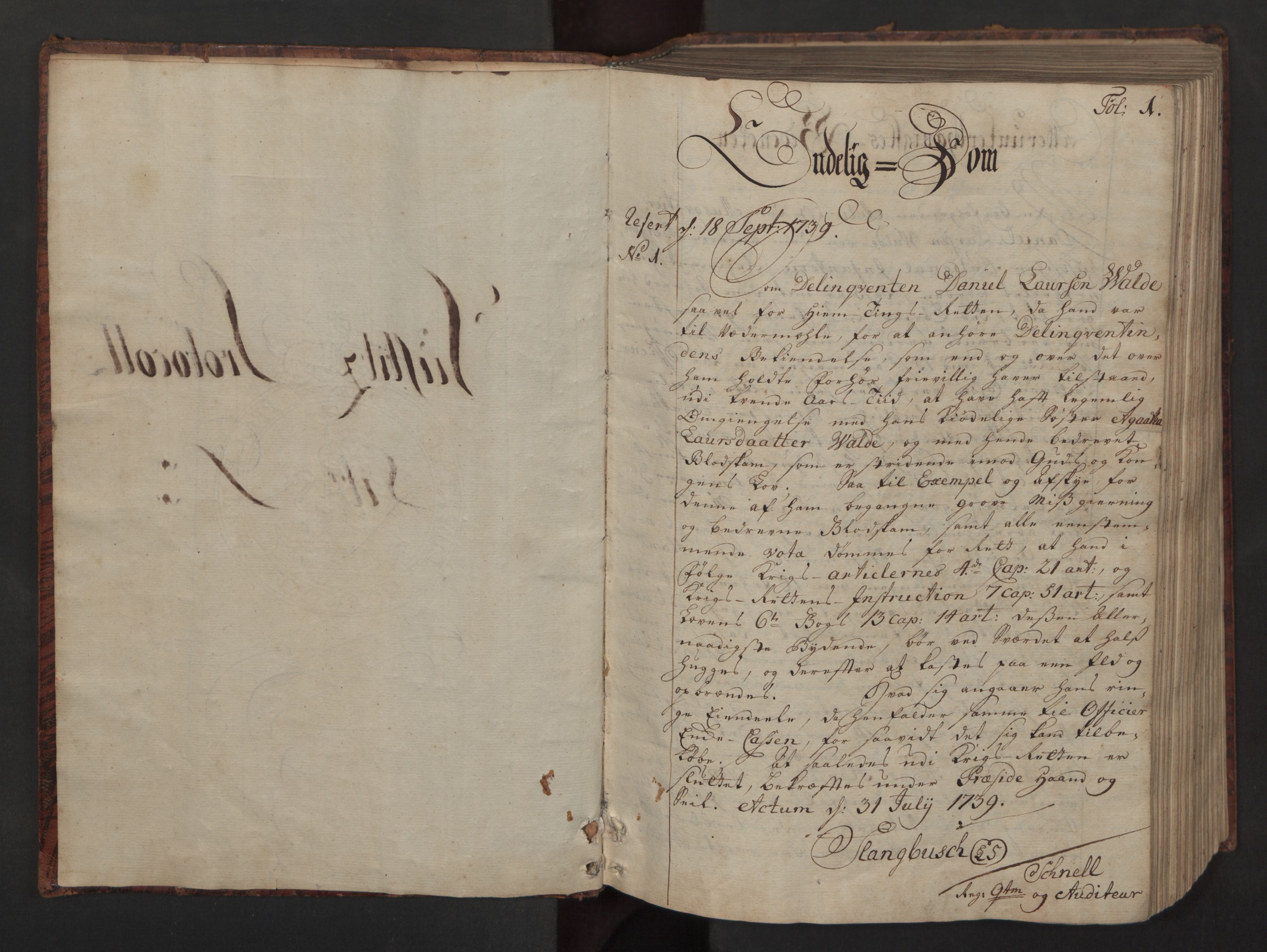 Forsvaret, Generalauditøren, AV/RA-RAFA-1772/F/Fg/Fga/L0010: Justitsprotokoller, 1739-1741, p. 0b-1a