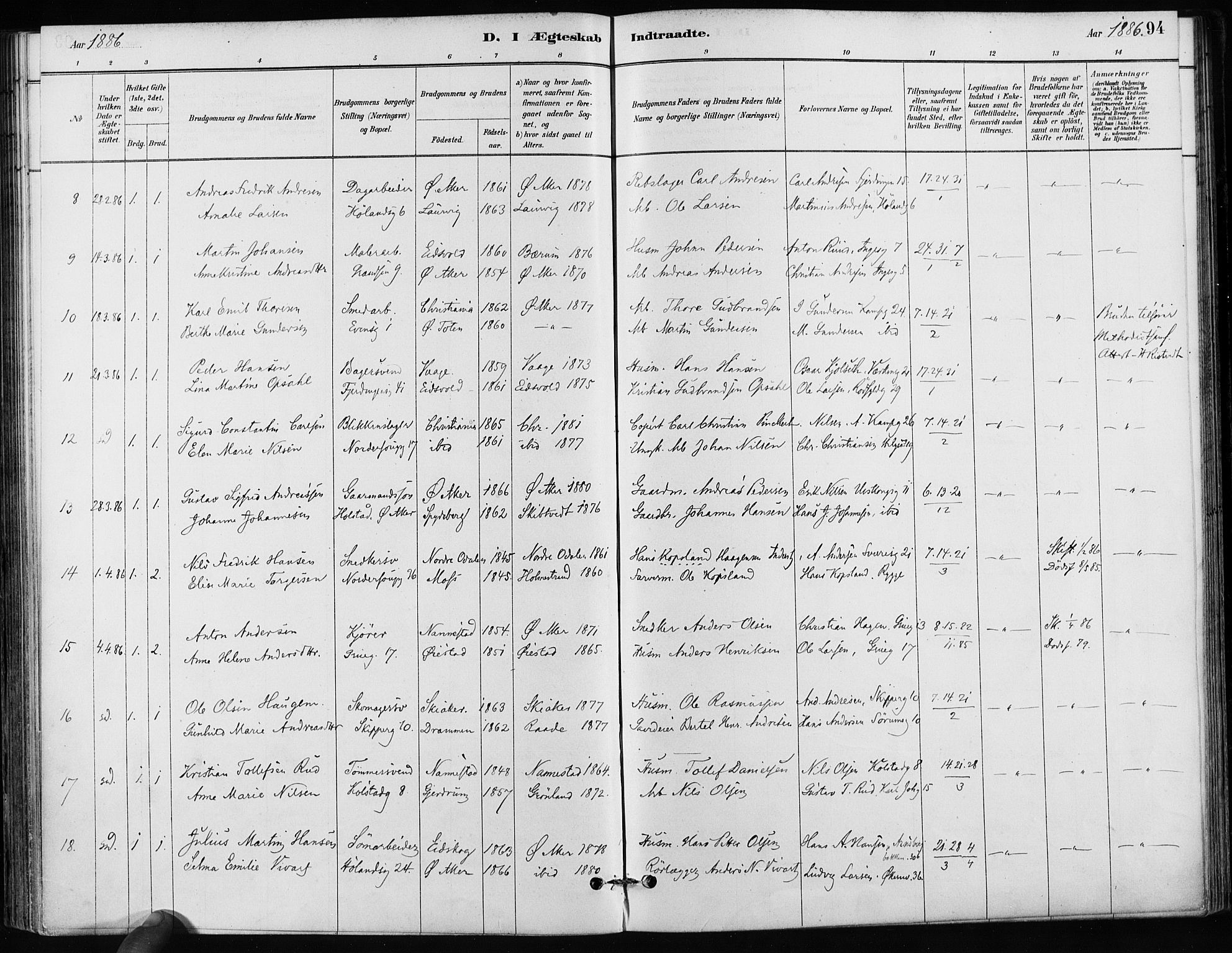 Kampen prestekontor Kirkebøker, AV/SAO-A-10853/F/Fa/L0002: Parish register (official) no. I 2, 1880-1888, p. 94