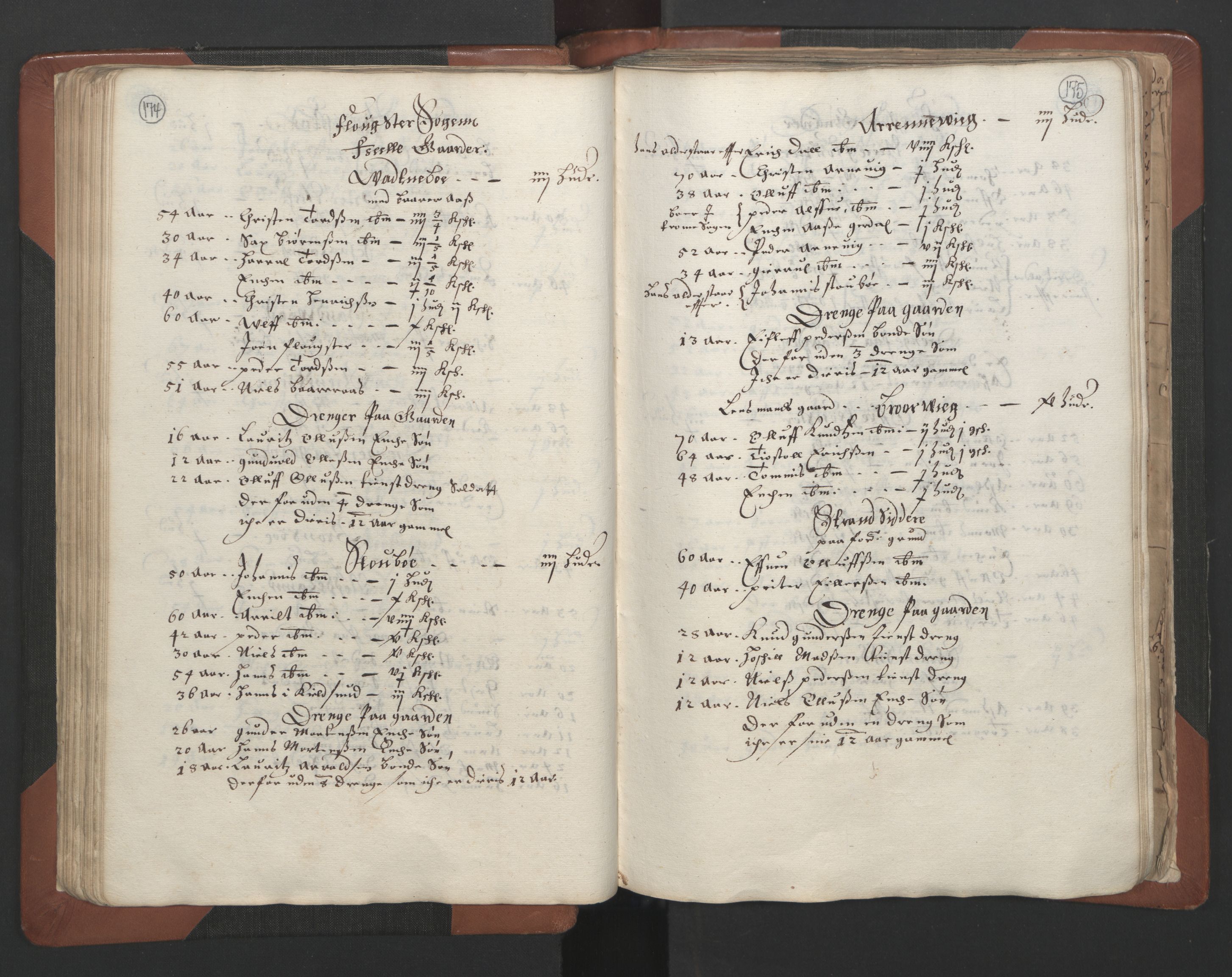 RA, Bailiff's Census 1664-1666, no. 7: Nedenes fogderi, 1664-1666, p. 174-175