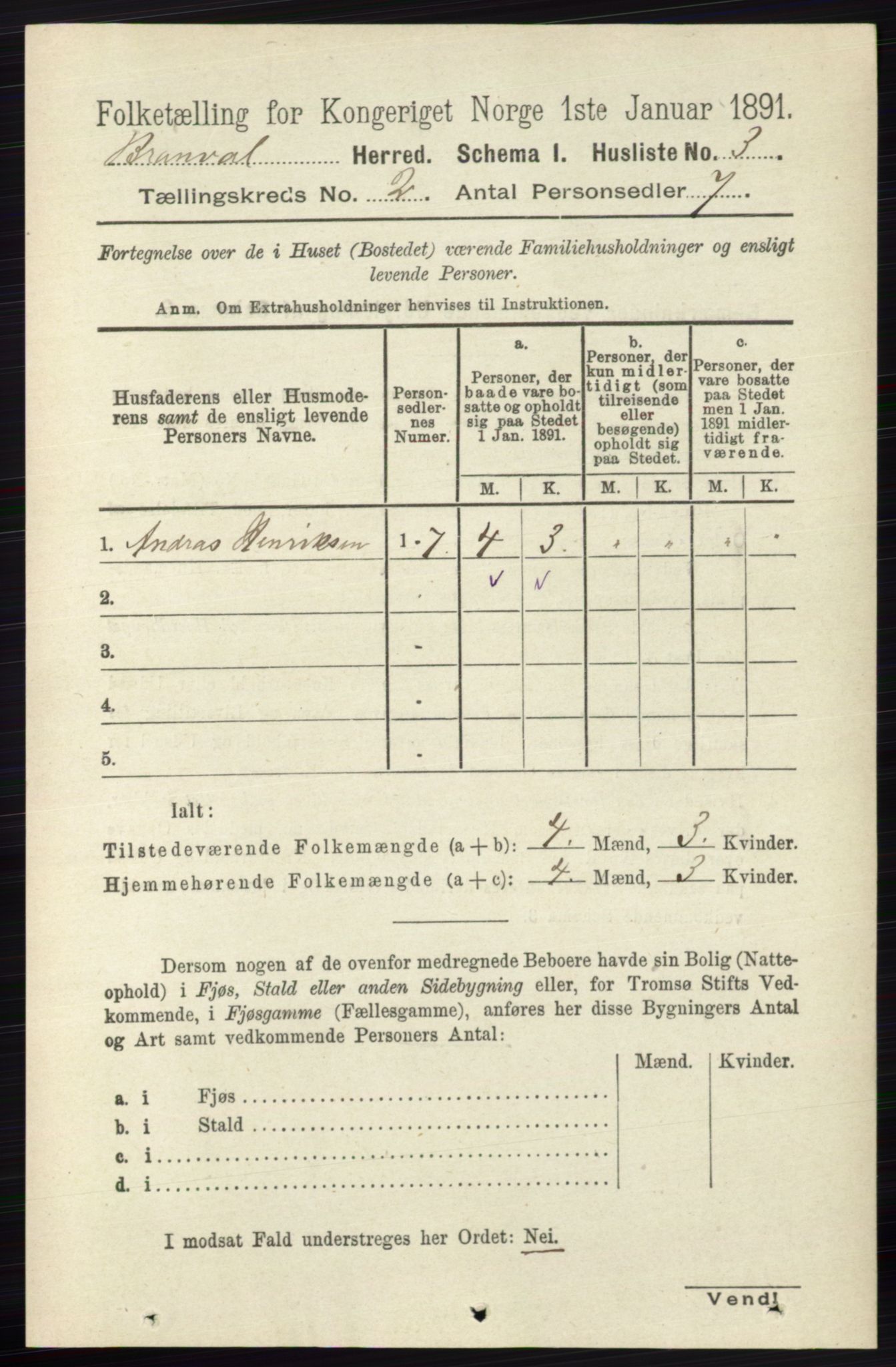 RA, 1891 census for 0422 Brandval, 1891, p. 684