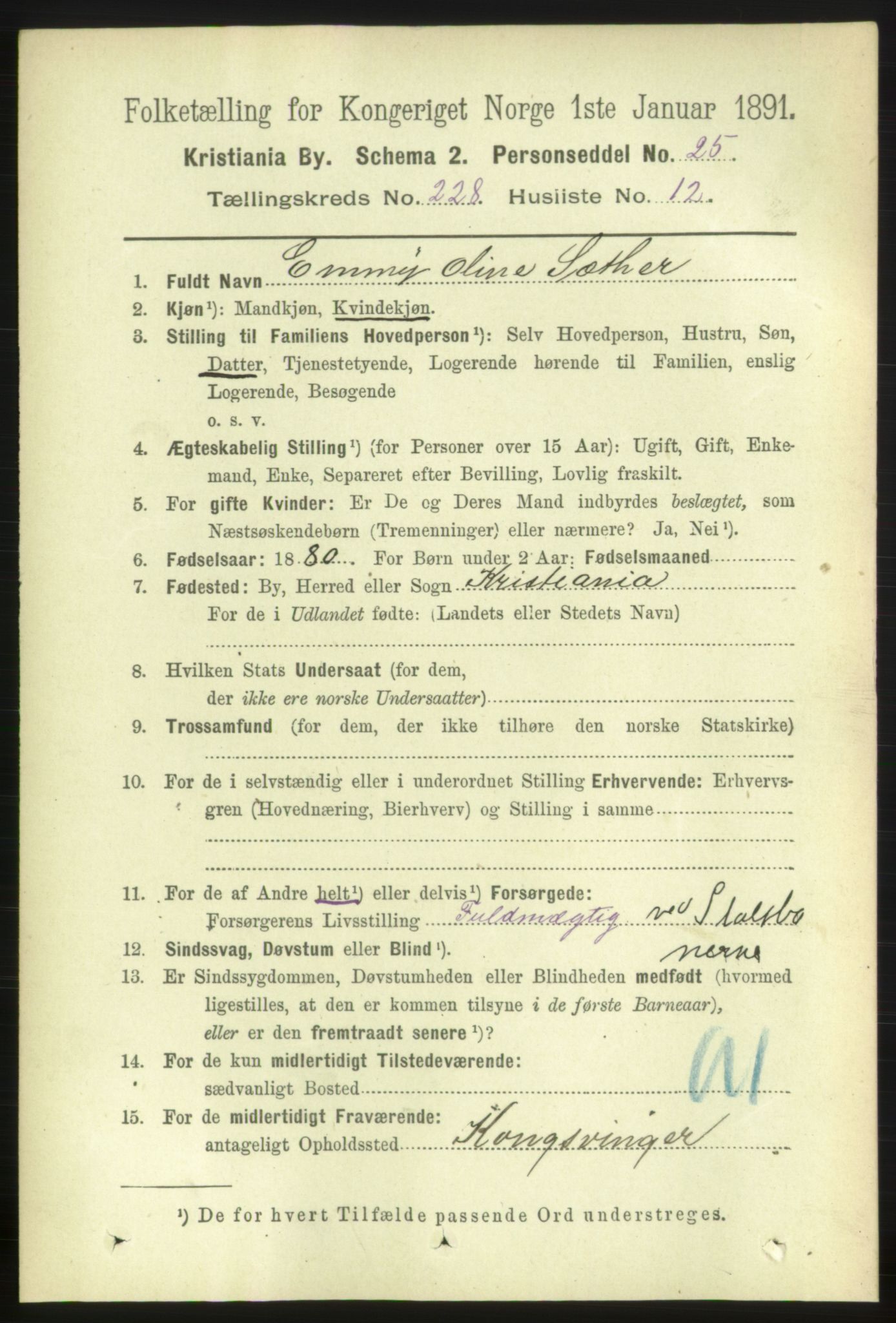 RA, 1891 census for 0301 Kristiania, 1891, p. 139741
