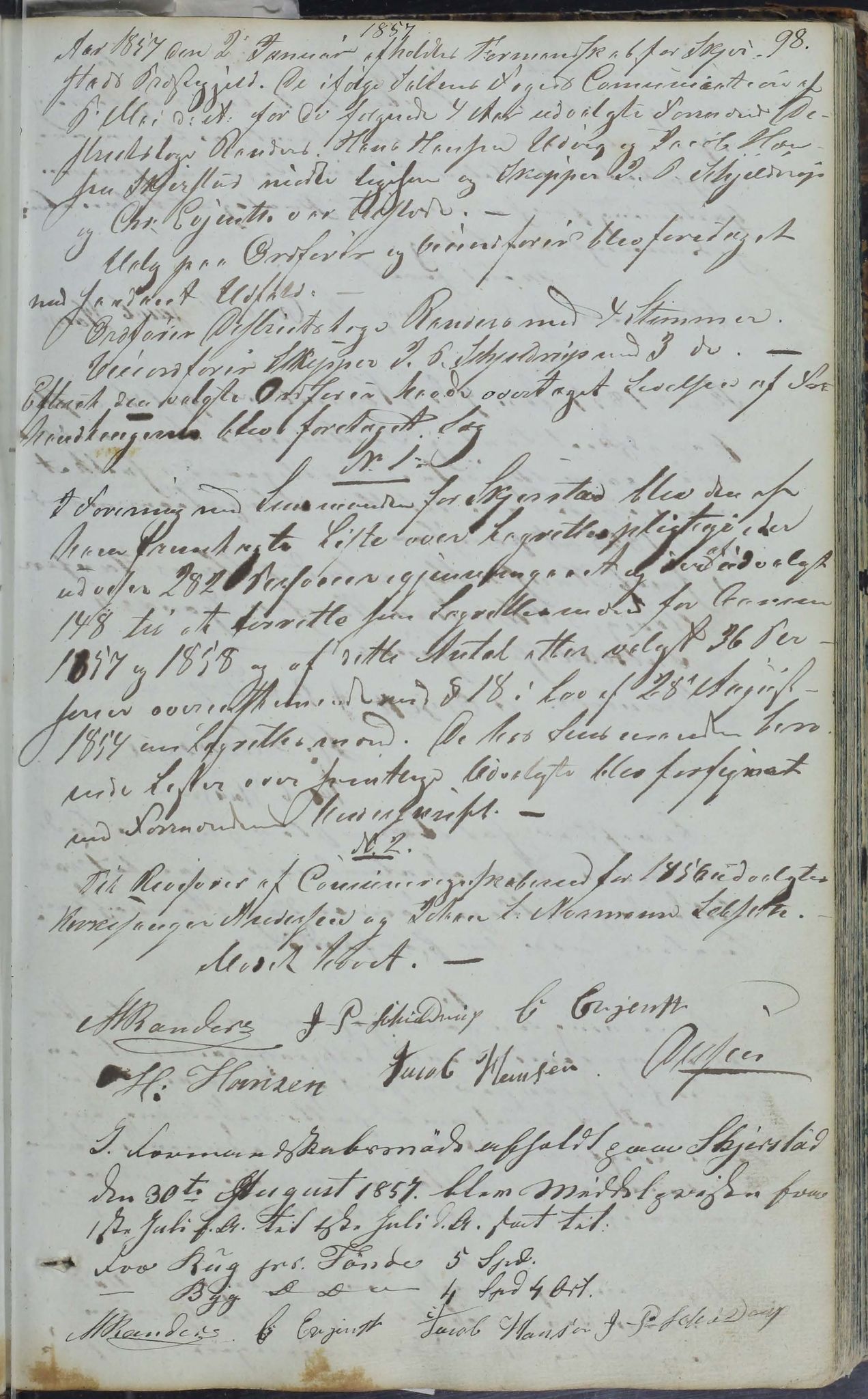Skjerstad kommune. Formannskap, AIN/K-18421.150/100/L0001: Møtebok for Skjerstad formannskap, 1838-1876, p. 98