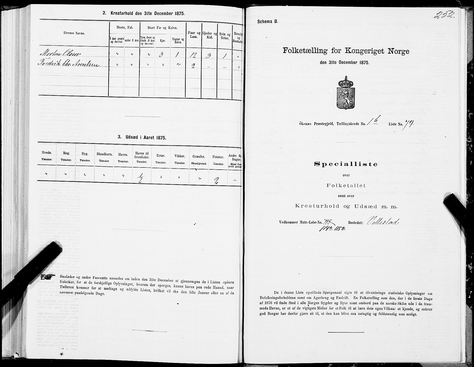 SAT, 1875 census for 1868P Øksnes, 1875, p. 1252