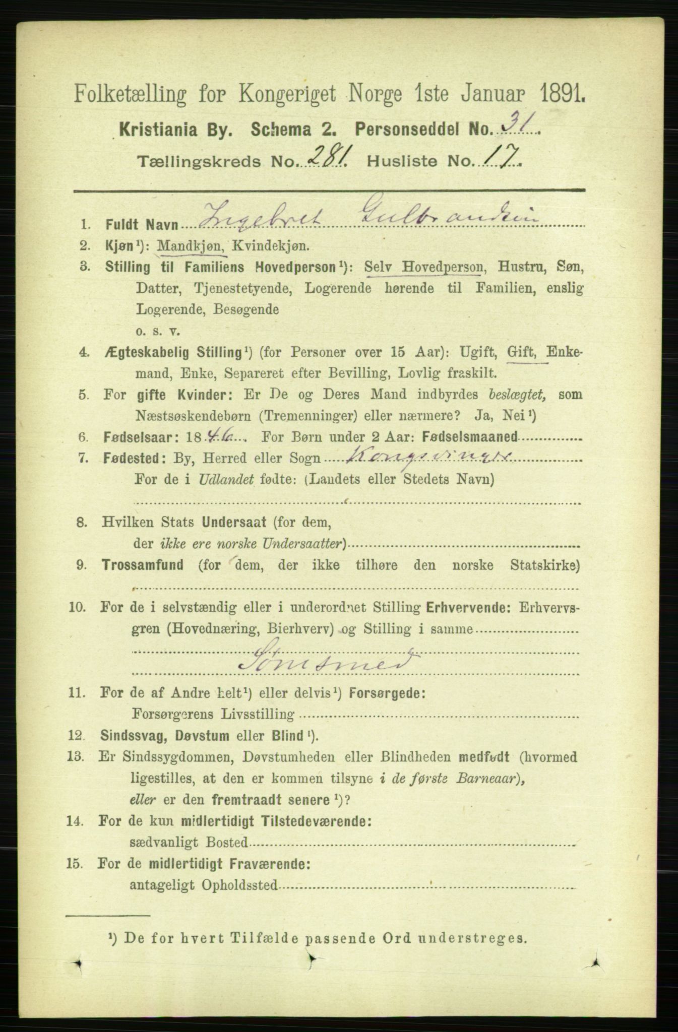 RA, 1891 census for 0301 Kristiania, 1891, p. 171253