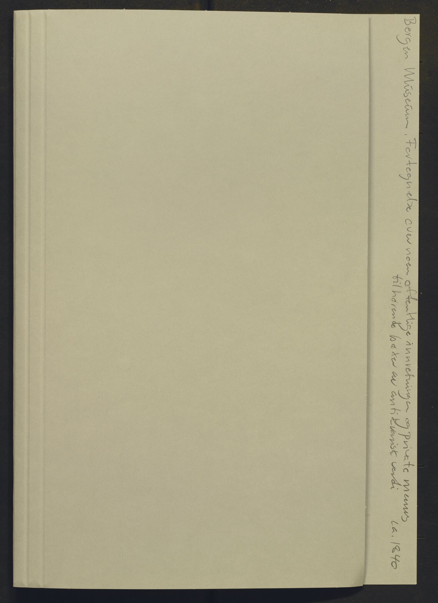 Bergens Museum, AV/SAB-A-17301/02/F/L0001: Kataloger over gjenstander og pergamentbrev , 1825-1880, p. 189