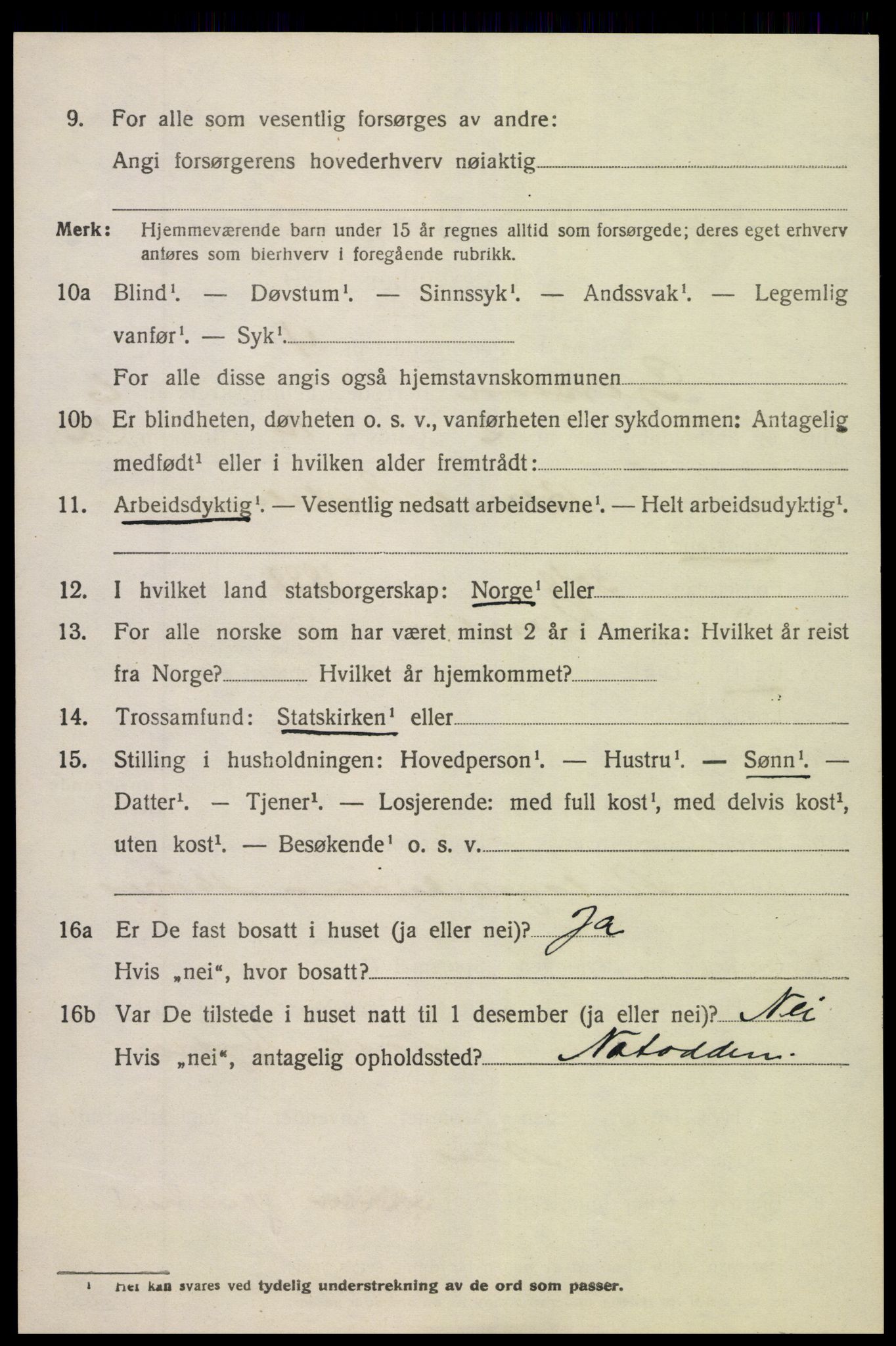 SAK, 1920 census for Gjerstad, 1920, p. 3826