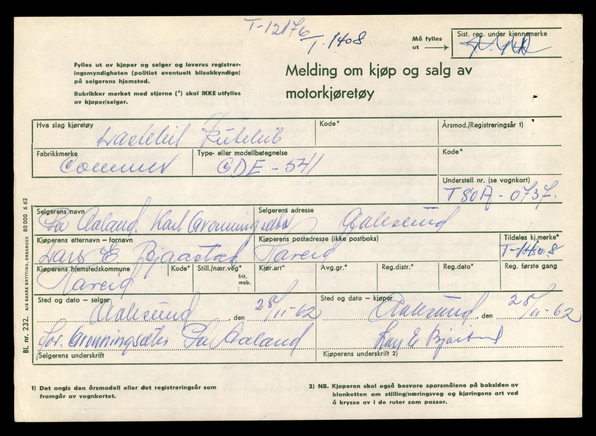 Møre og Romsdal vegkontor - Ålesund trafikkstasjon, AV/SAT-A-4099/F/Fe/L0012: Registreringskort for kjøretøy T 1290 - T 1450, 1927-1998, p. 2678