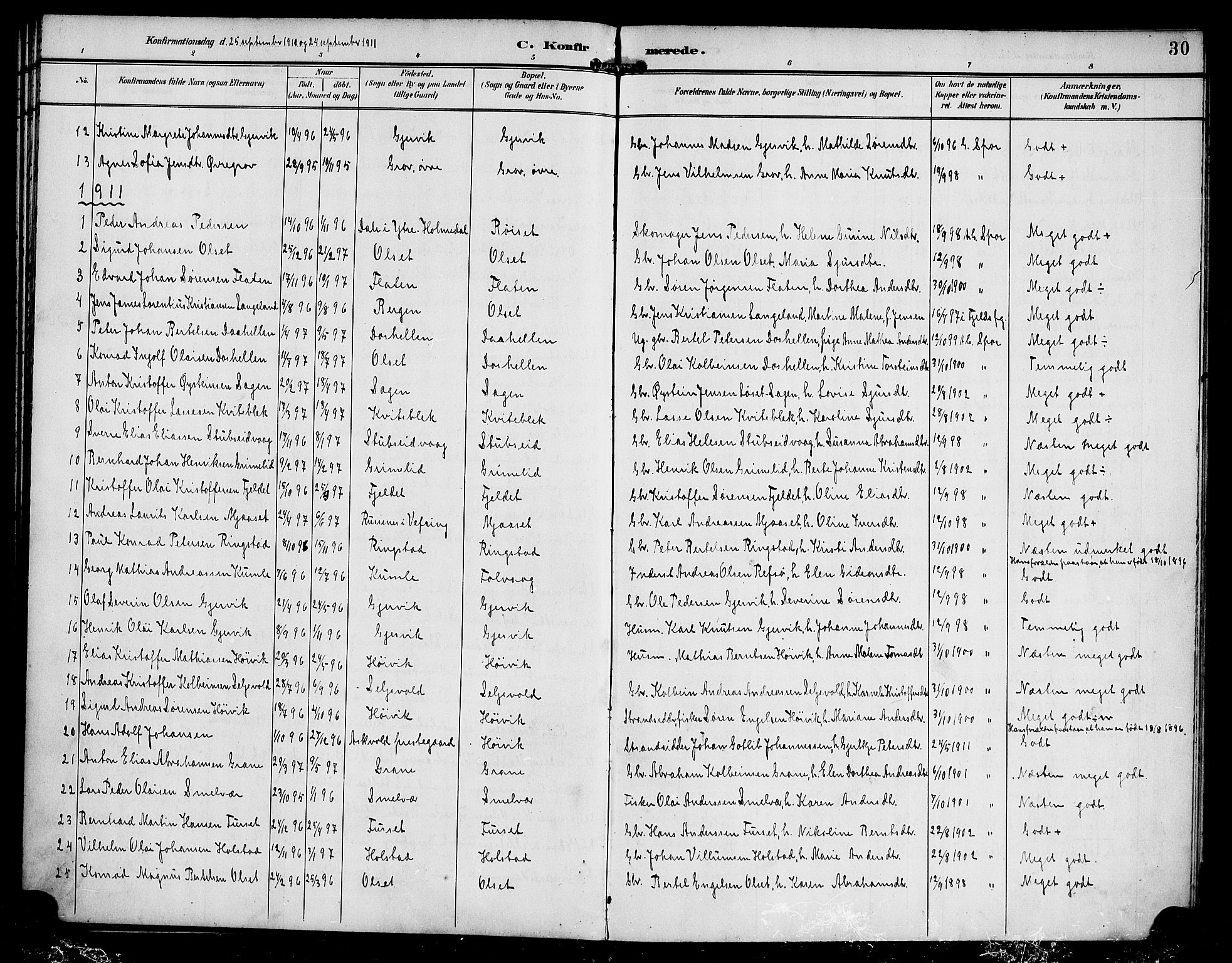 Askvoll sokneprestembete, SAB/A-79501/H/Haa/Haab/L0001: Parish register (official) no. B 1, 1896-1920, p. 30