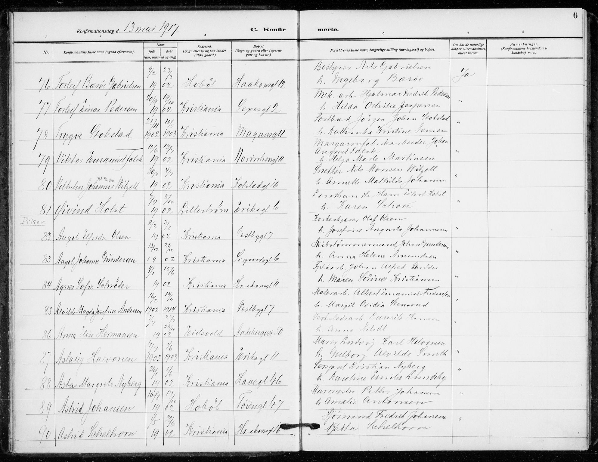 Kampen prestekontor Kirkebøker, SAO/A-10853/F/Fa/L0013: Parish register (official) no. I 13, 1917-1922, p. 6