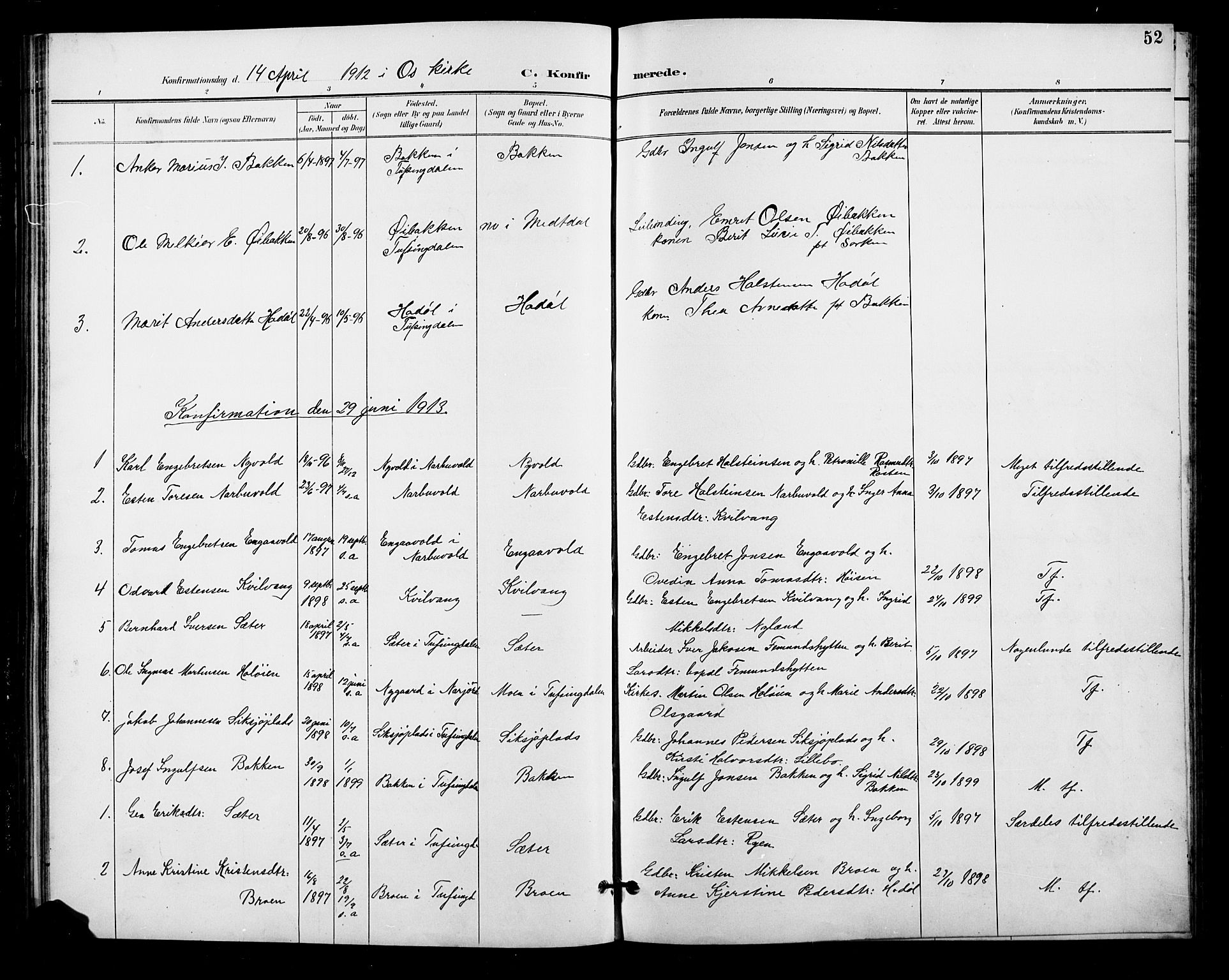 Tolga prestekontor, AV/SAH-PREST-062/L/L0011: Parish register (copy) no. 11, 1894-1925, p. 52