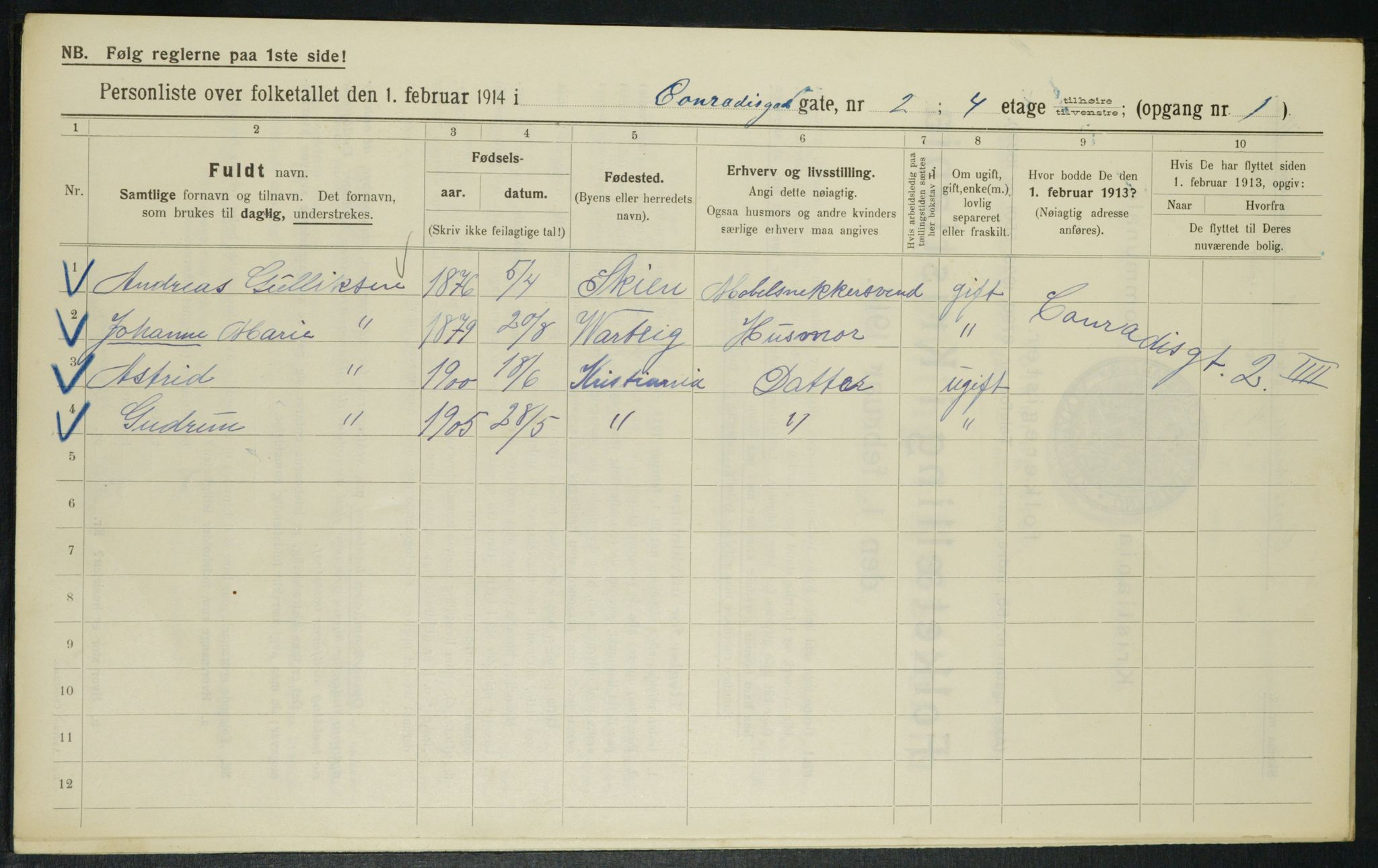 OBA, Municipal Census 1914 for Kristiania, 1914, p. 13534