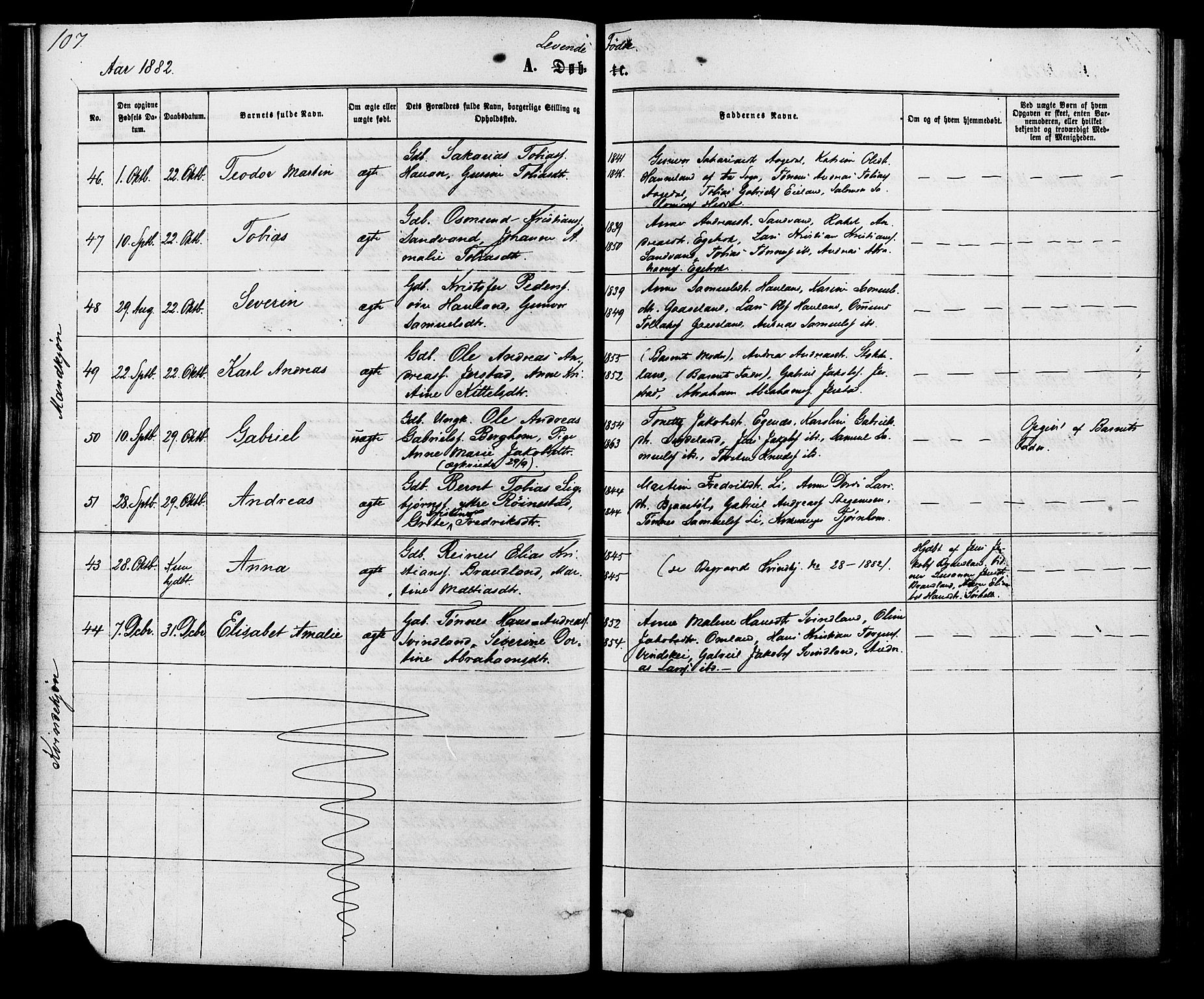 Kvinesdal sokneprestkontor, AV/SAK-1111-0026/F/Fa/Fab/L0007: Parish register (official) no. A 7, 1870-1885, p. 107