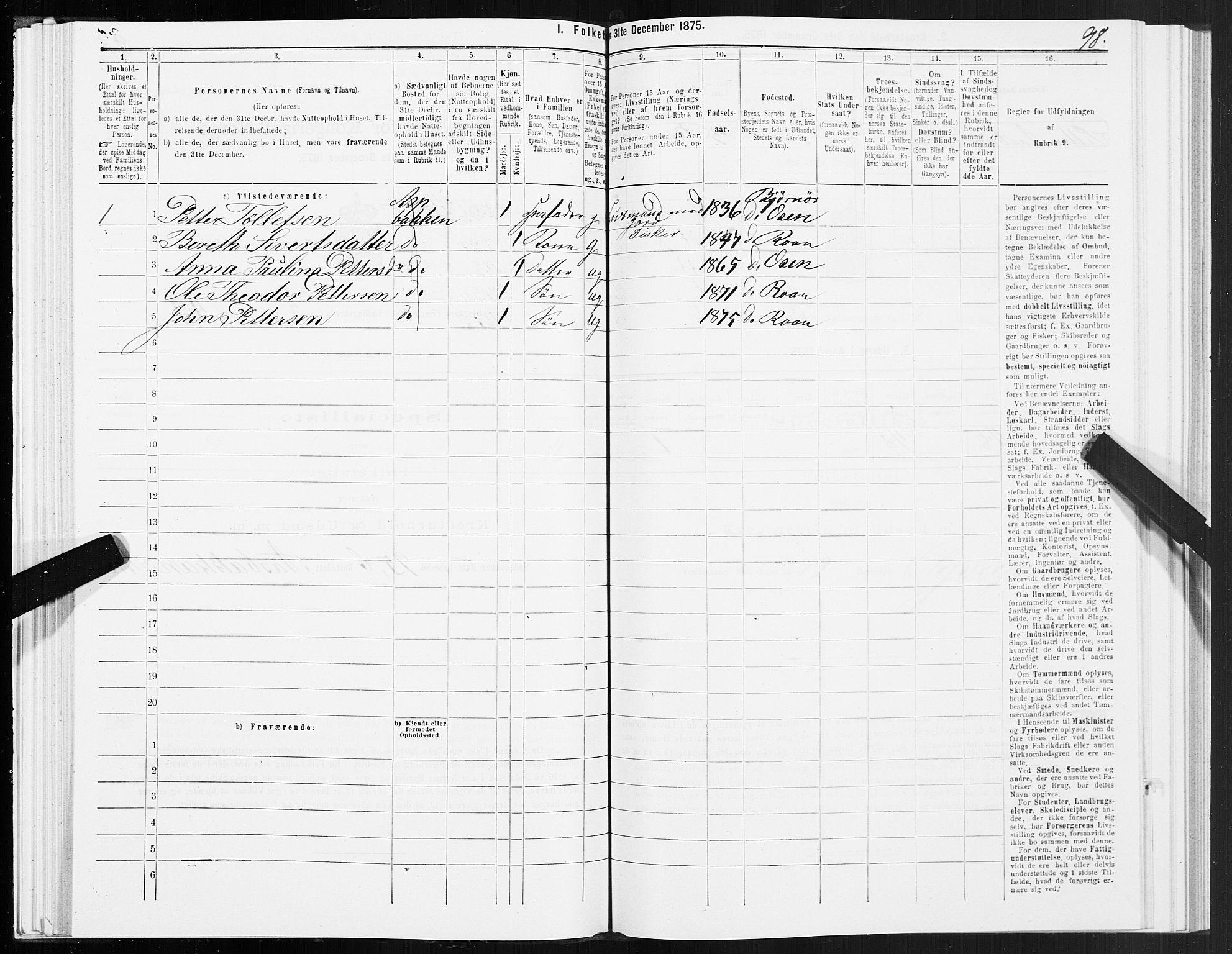 SAT, 1875 census for 1632P Bjørnør, 1875, p. 3098