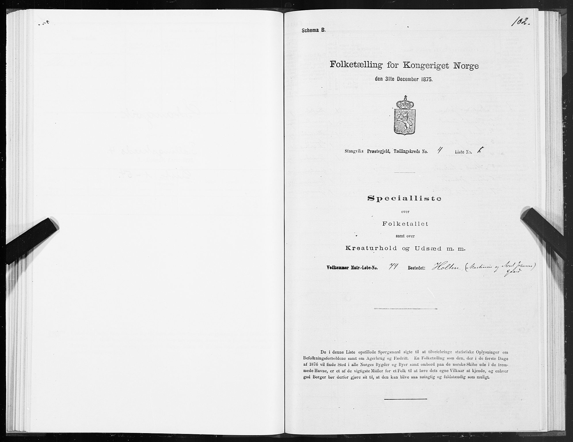 SAT, 1875 census for 1564P Stangvik, 1875, p. 2102