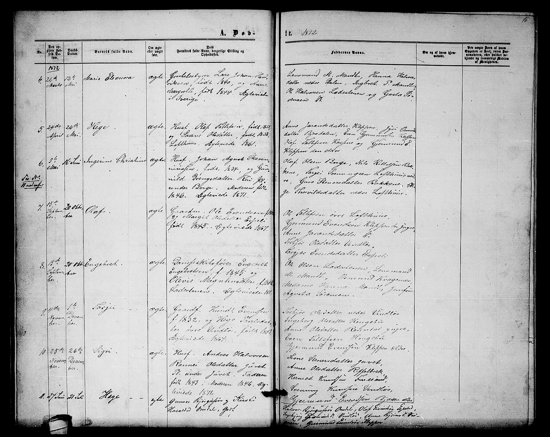 Lårdal kirkebøker, SAKO/A-284/G/Gb/L0002: Parish register (copy) no. II 2, 1865-1888, p. 16