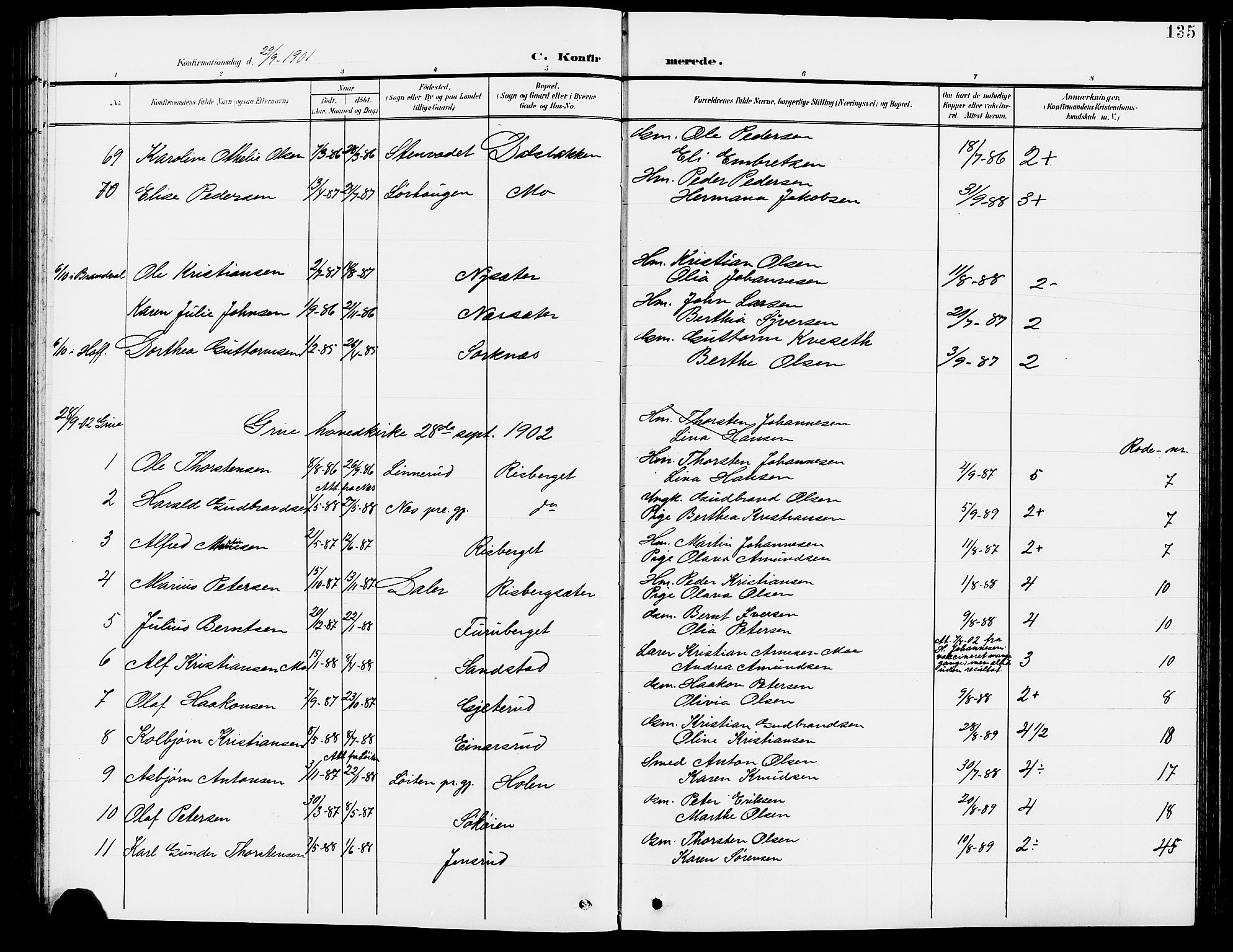 Grue prestekontor, AV/SAH-PREST-036/H/Ha/Hab/L0005: Parish register (copy) no. 5, 1900-1909, p. 135