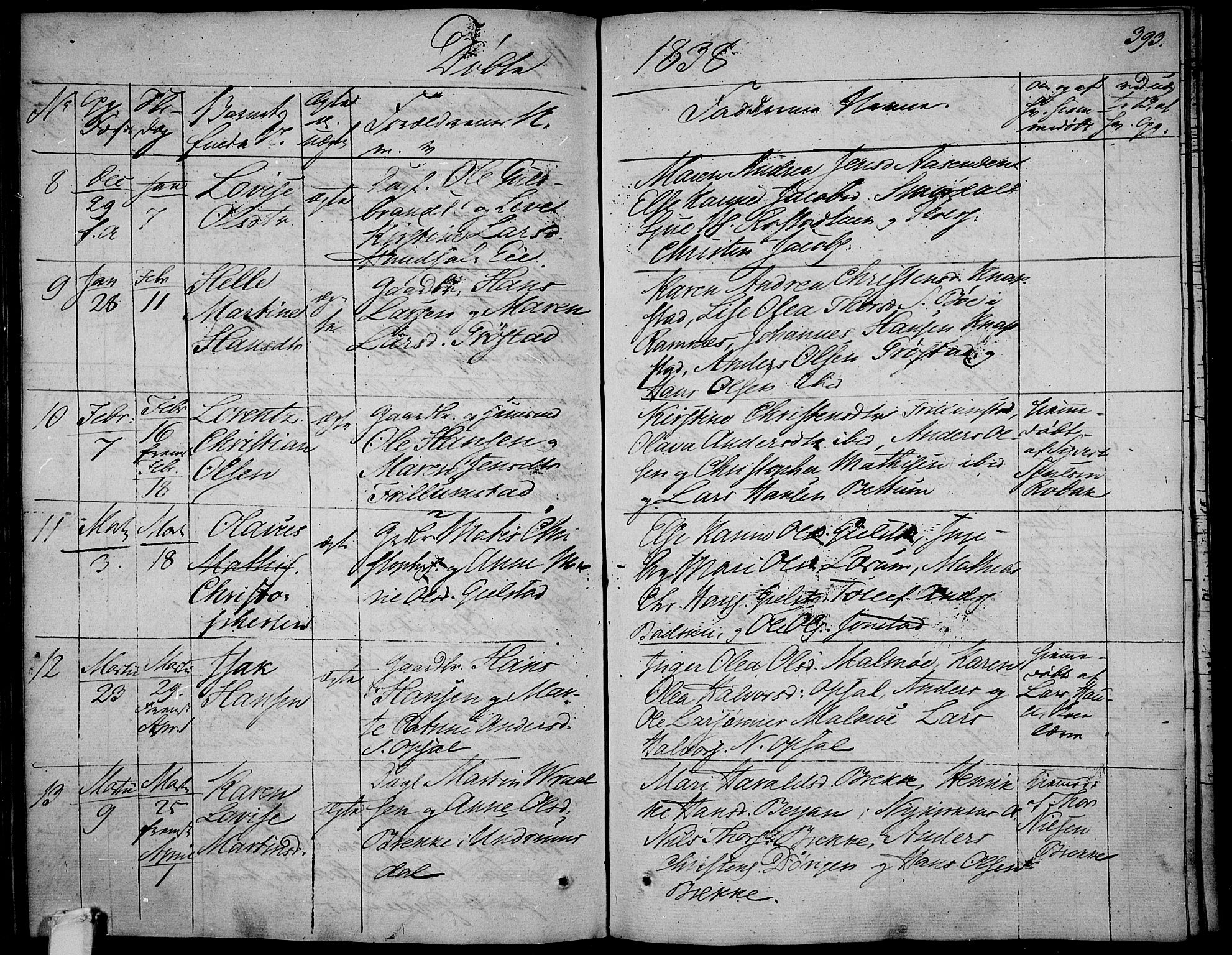 Våle kirkebøker, AV/SAKO-A-334/F/Fa/L0008: Parish register (official) no. I 8, 1824-1844, p. 393