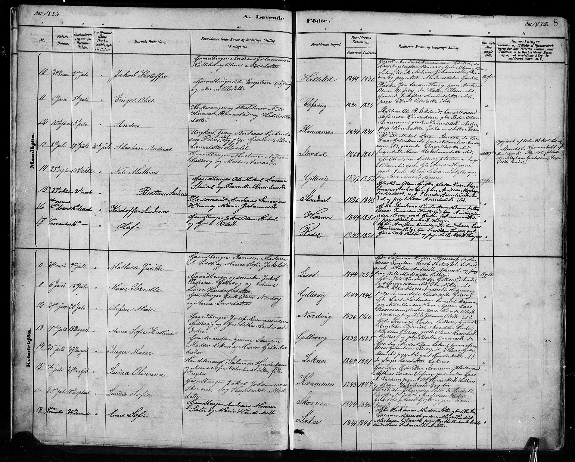 Førde sokneprestembete, AV/SAB-A-79901/H/Hab/Habe/L0001: Parish register (copy) no. E 1, 1881-1920, p. 8