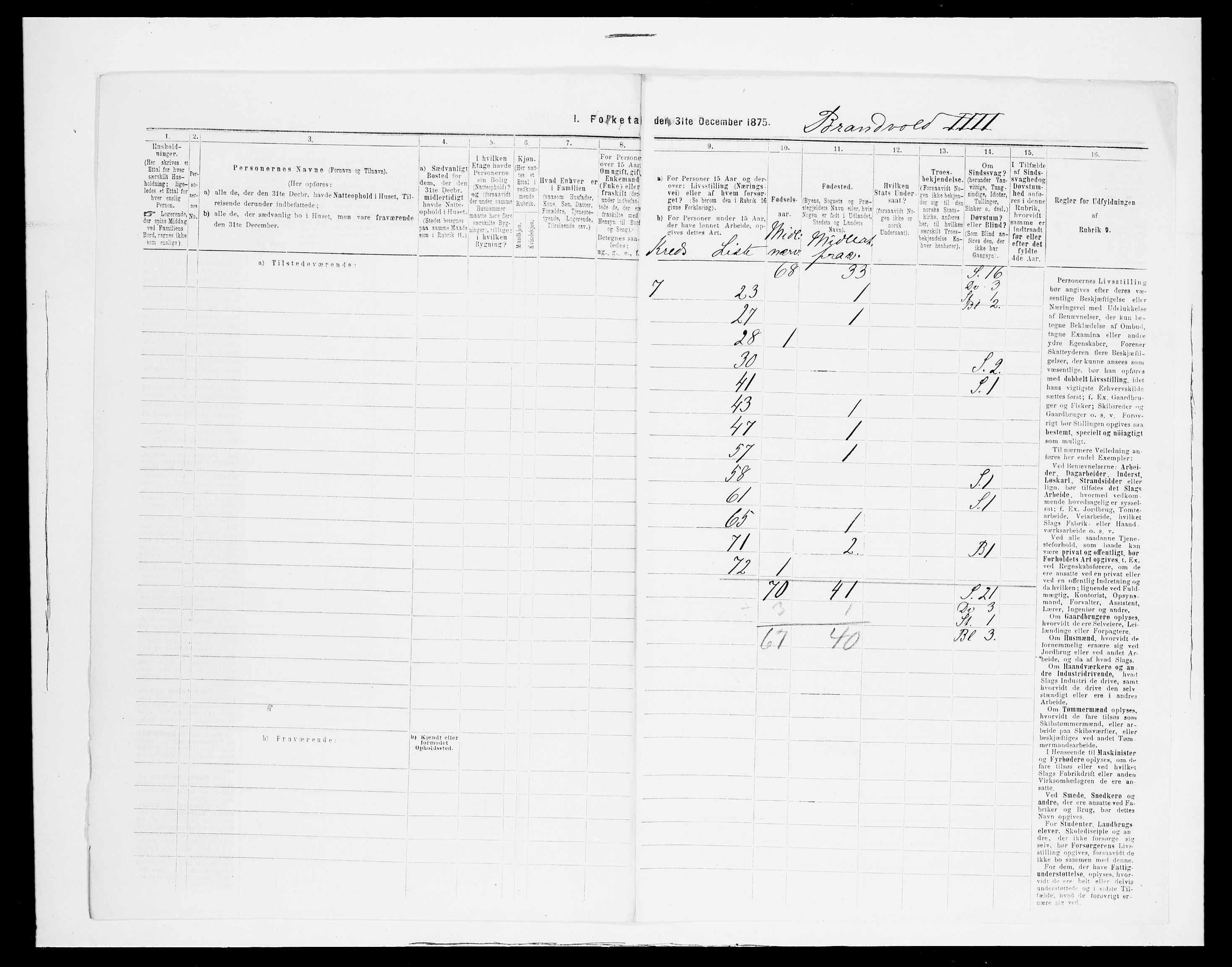 SAH, 1875 census for 0422P Brandval, 1875, p. 17