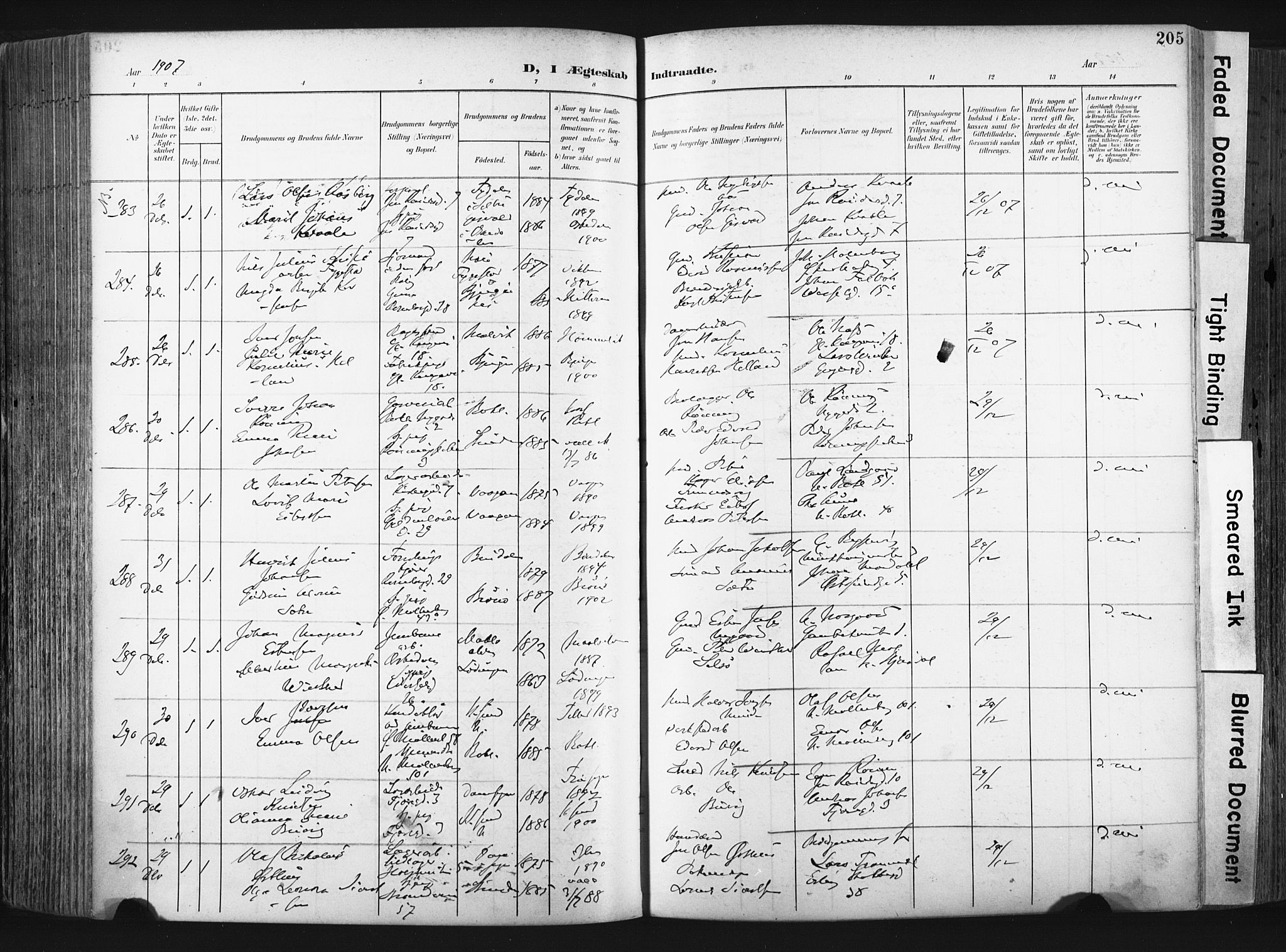 Ministerialprotokoller, klokkerbøker og fødselsregistre - Sør-Trøndelag, SAT/A-1456/604/L0201: Parish register (official) no. 604A21, 1901-1911, p. 205