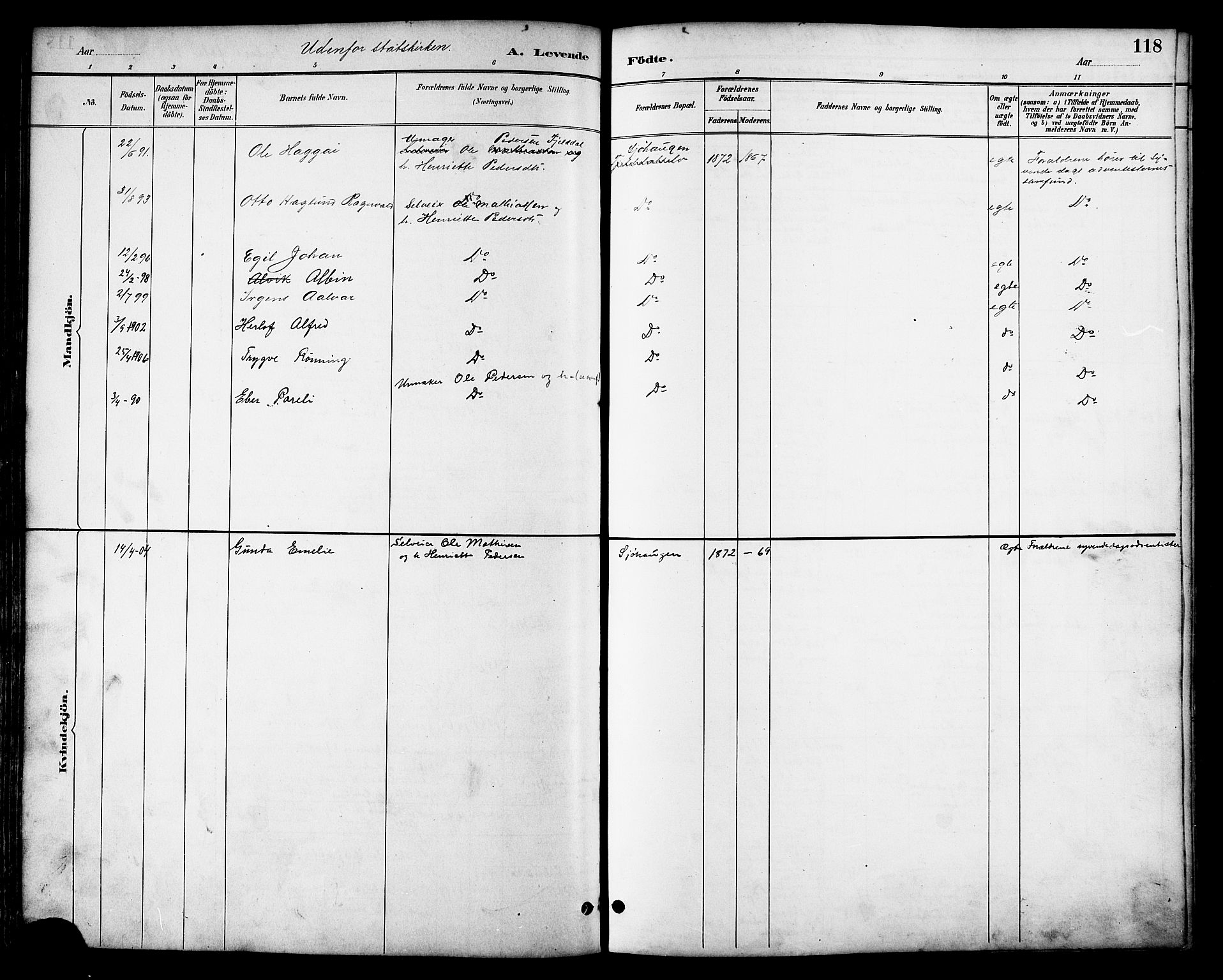 Ministerialprotokoller, klokkerbøker og fødselsregistre - Nordland, SAT/A-1459/814/L0230: Parish register (copy) no. 814C03, 1884-1911, p. 118