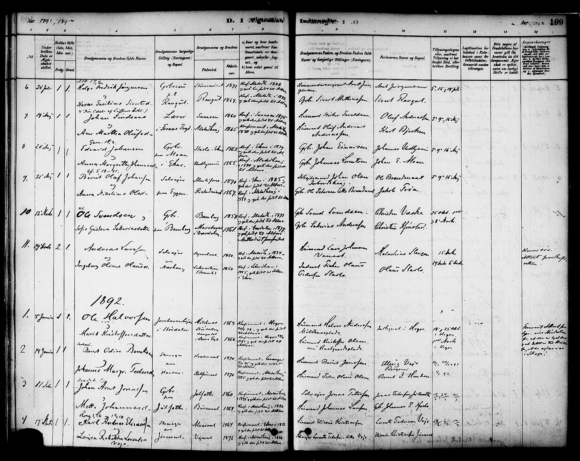 Ministerialprotokoller, klokkerbøker og fødselsregistre - Nord-Trøndelag, SAT/A-1458/717/L0159: Parish register (official) no. 717A09, 1878-1898, p. 199