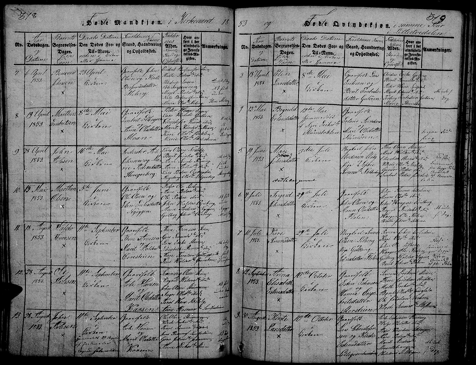 Tynset prestekontor, SAH/PREST-058/H/Ha/Hab/L0002: Parish register (copy) no. 2, 1814-1862, p. 318-319
