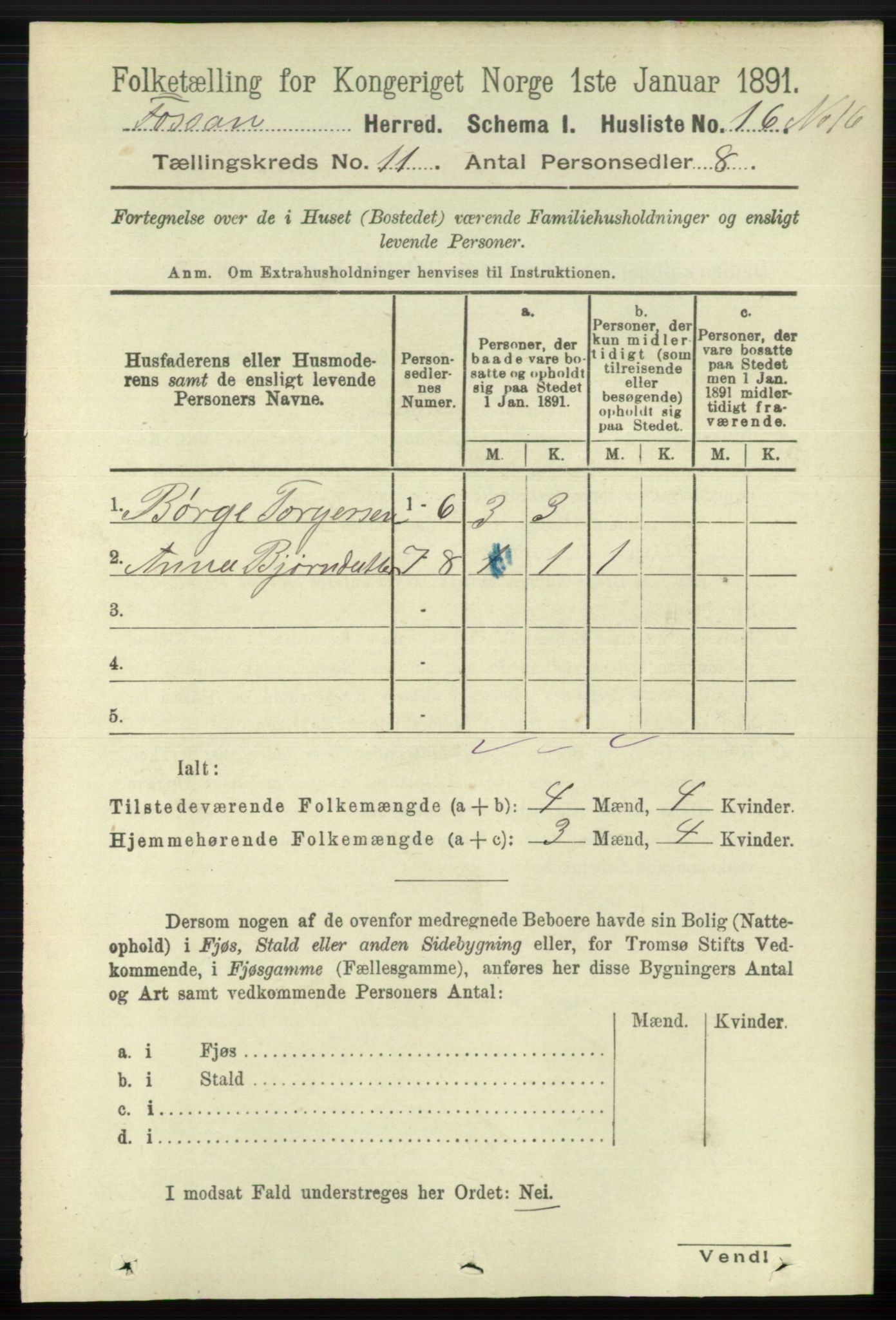 RA, 1891 census for 1129 Forsand, 1891, p. 1790