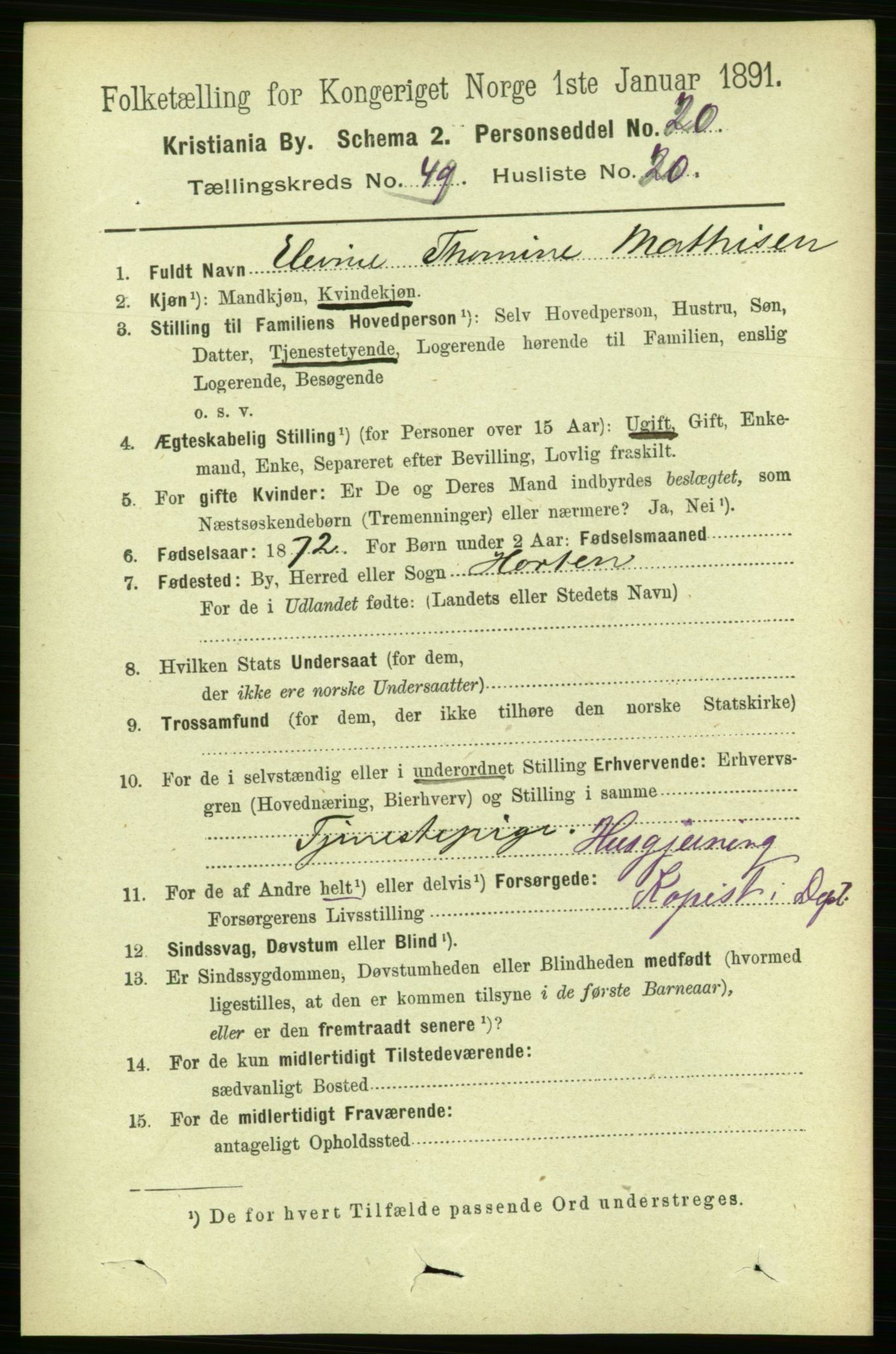 RA, 1891 census for 0301 Kristiania, 1891, p. 28764