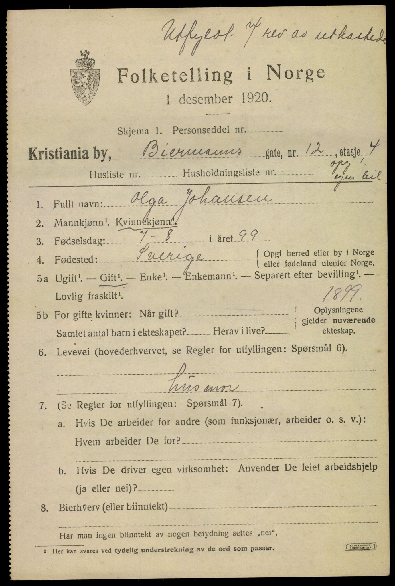 SAO, 1920 census for Kristiania, 1920, p. 155961