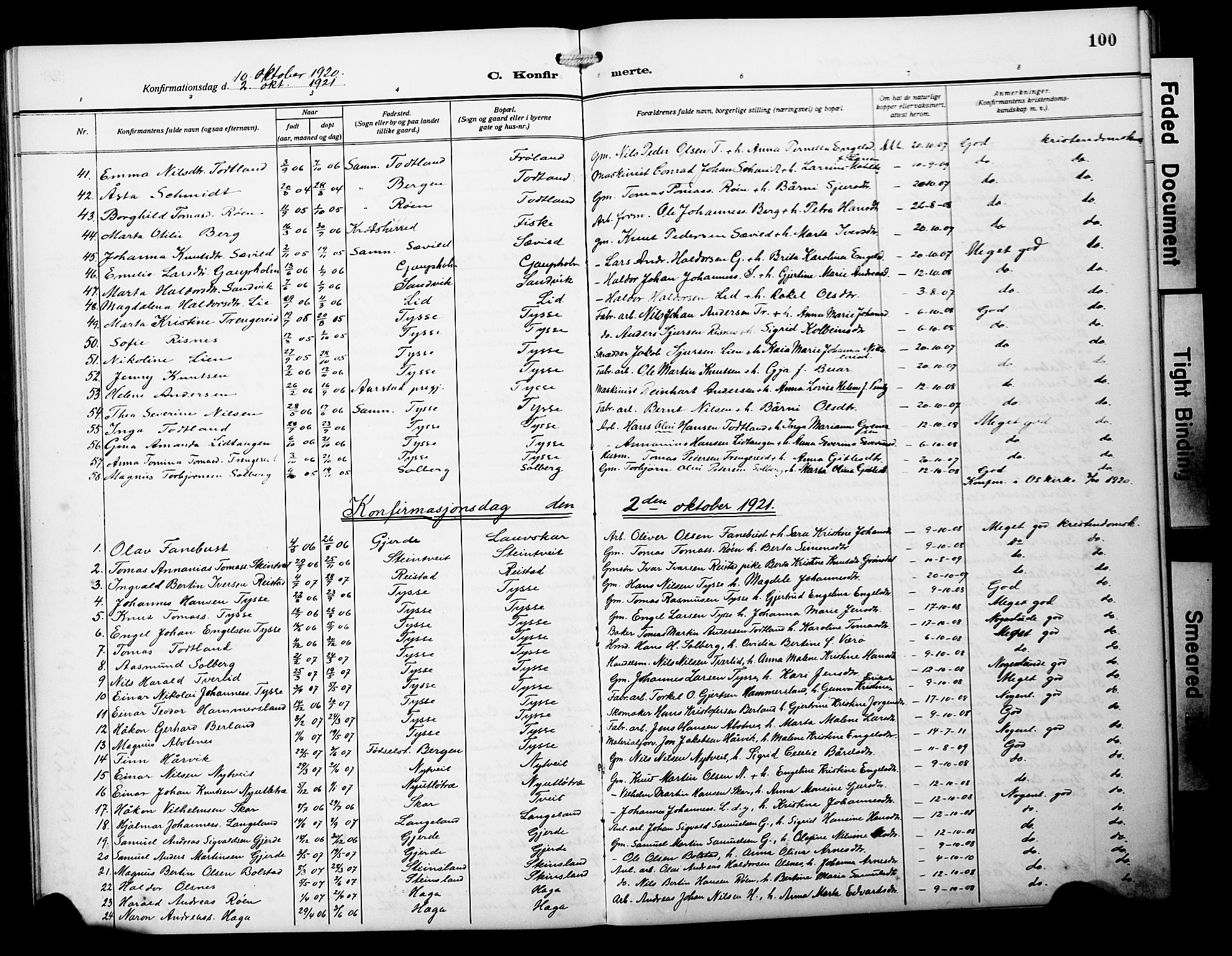 Samnanger Sokneprestembete, AV/SAB-A-77501/H/Hab: Parish register (copy) no. A 4, 1914-1929, p. 100