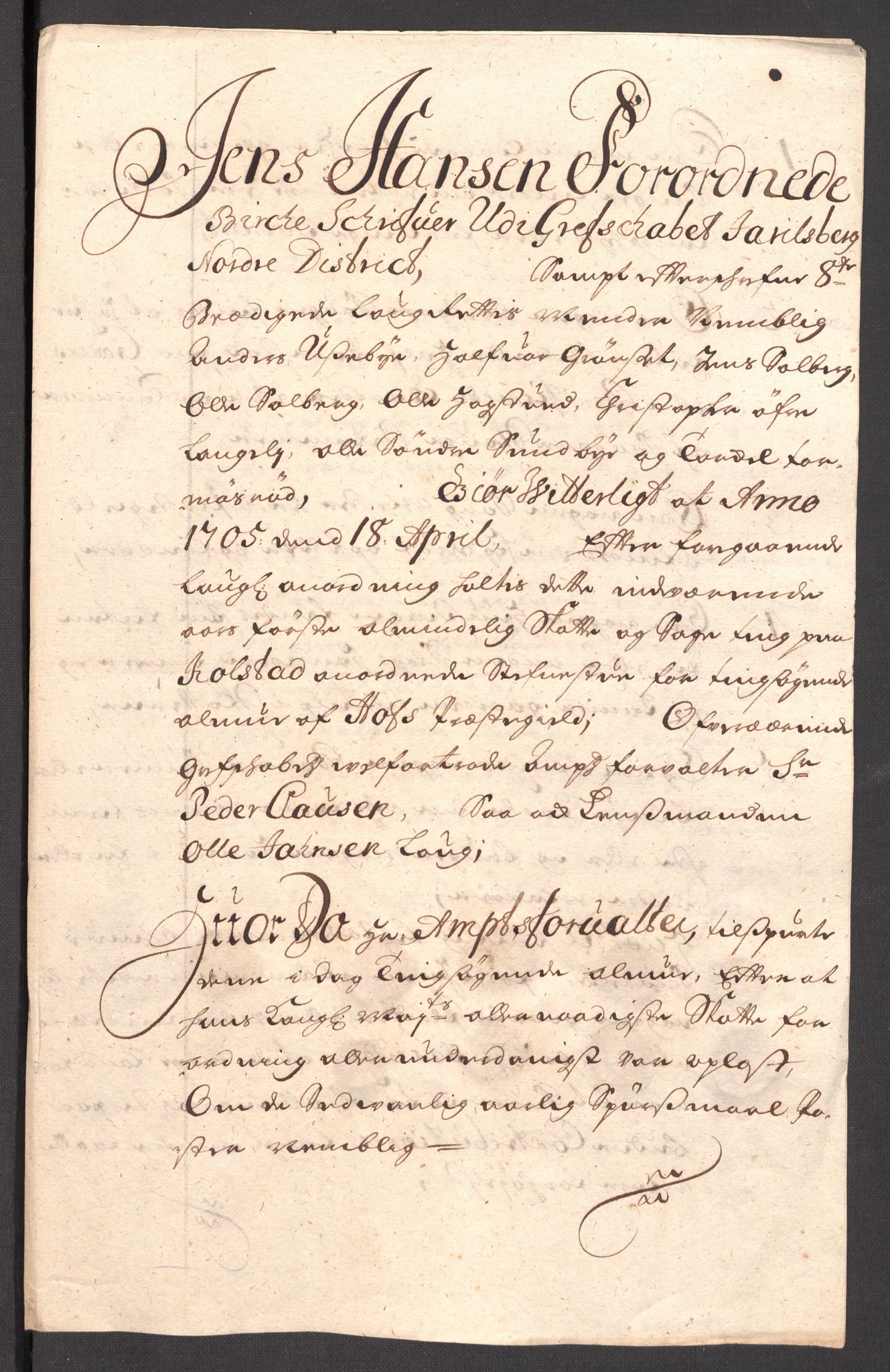 Rentekammeret inntil 1814, Reviderte regnskaper, Fogderegnskap, RA/EA-4092/R32/L1871: Fogderegnskap Jarlsberg grevskap, 1703-1705, p. 525