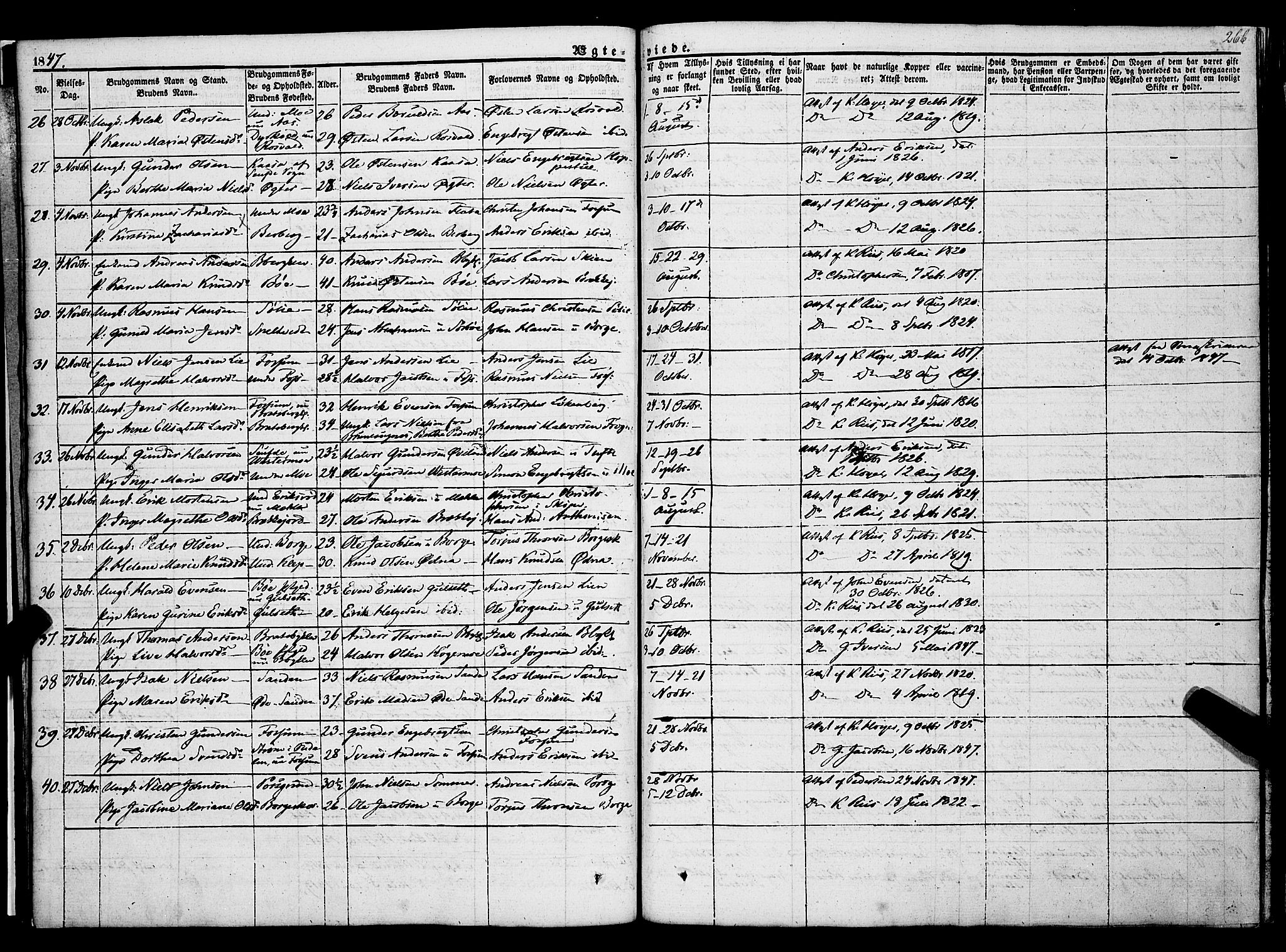 Gjerpen kirkebøker, SAKO/A-265/F/Fa/L0007b: Parish register (official) no. I 7B, 1834-1857, p. 266