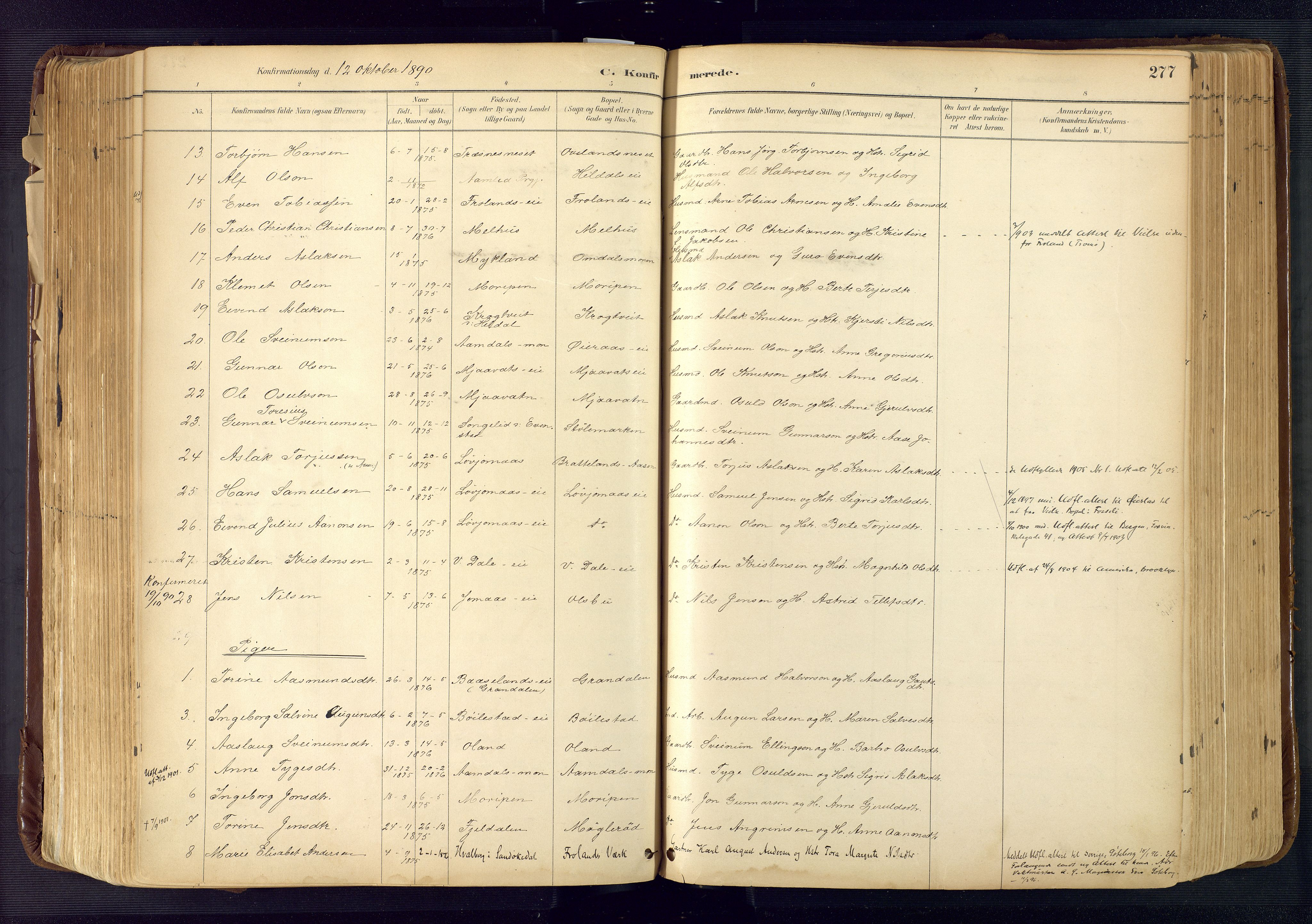 Froland sokneprestkontor, AV/SAK-1111-0013/F/Fa/L0005: Parish register (official) no. A 5, 1882-1921, p. 277